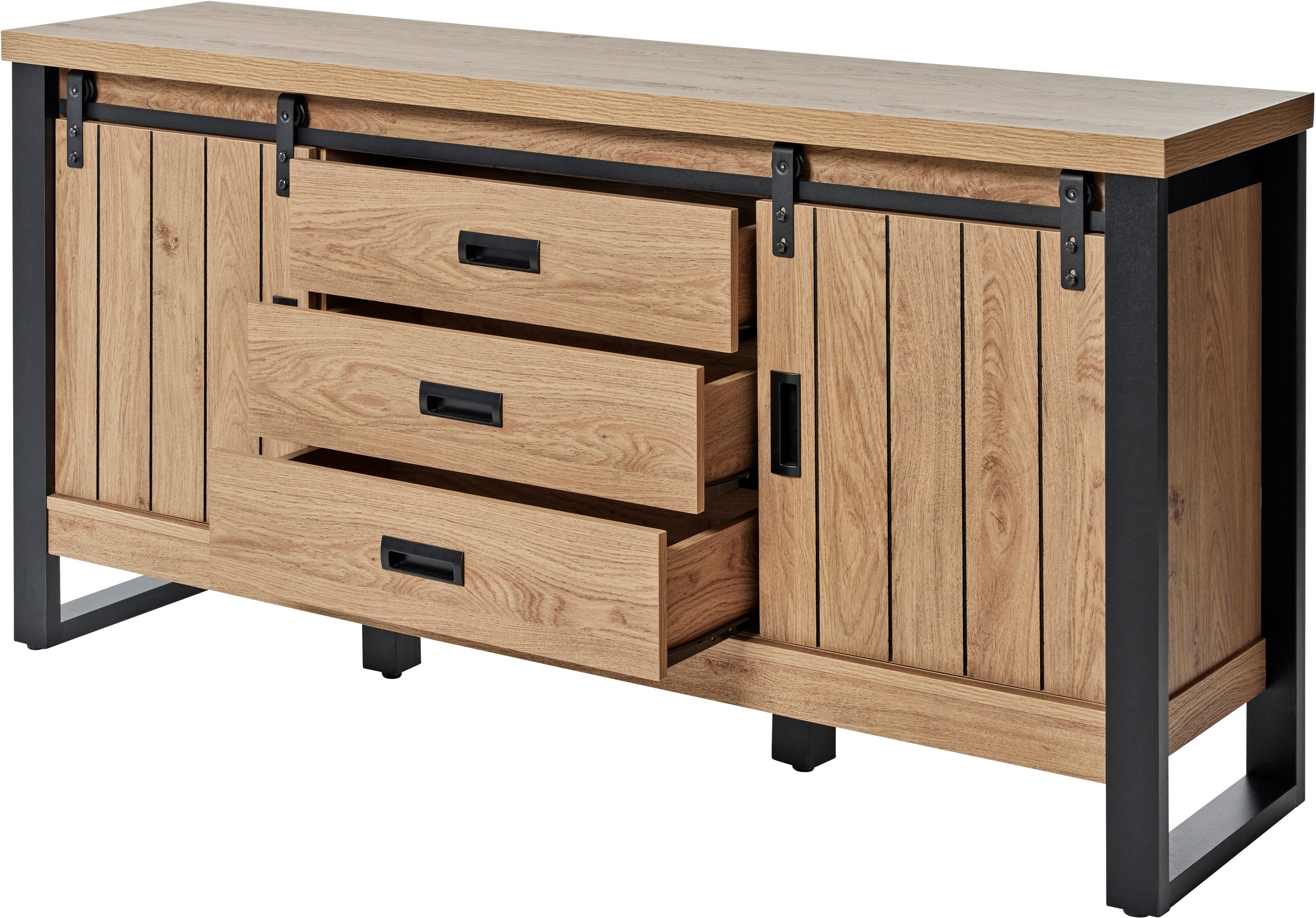 Jahnke Sideboard »SLIDE SBS 150«, (1 St.), Sideboard mit 2 Schiebetüren, Metallgestell, Breite ca. 150cm