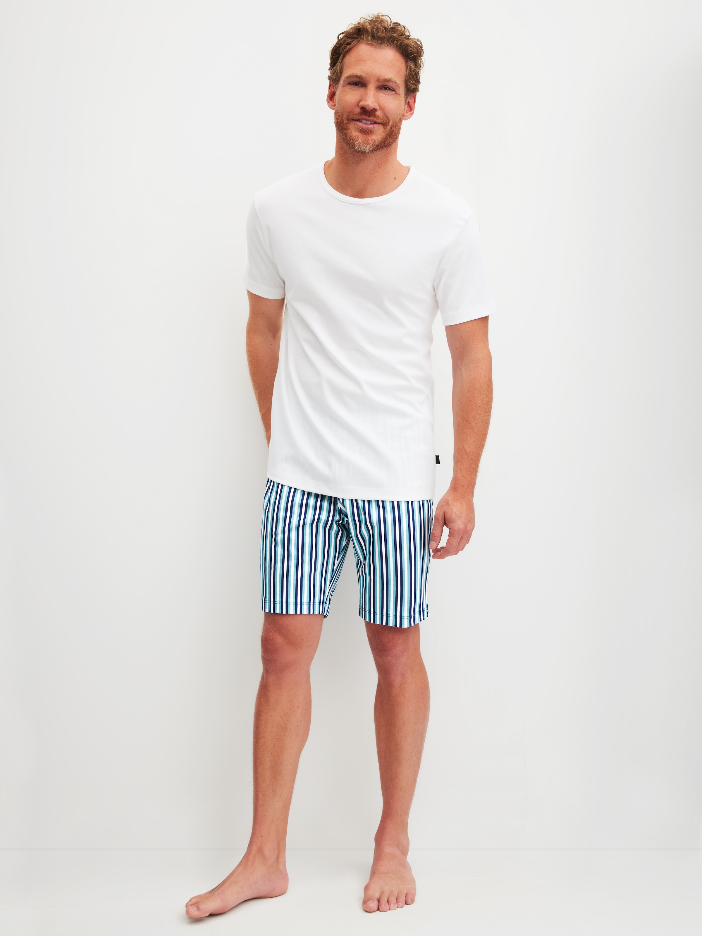 CALIDA Pyjama »Relax Streamline 1« 2 mit Rundhalsausschnitt und kurzem Arm, weich, Interlock Qualität