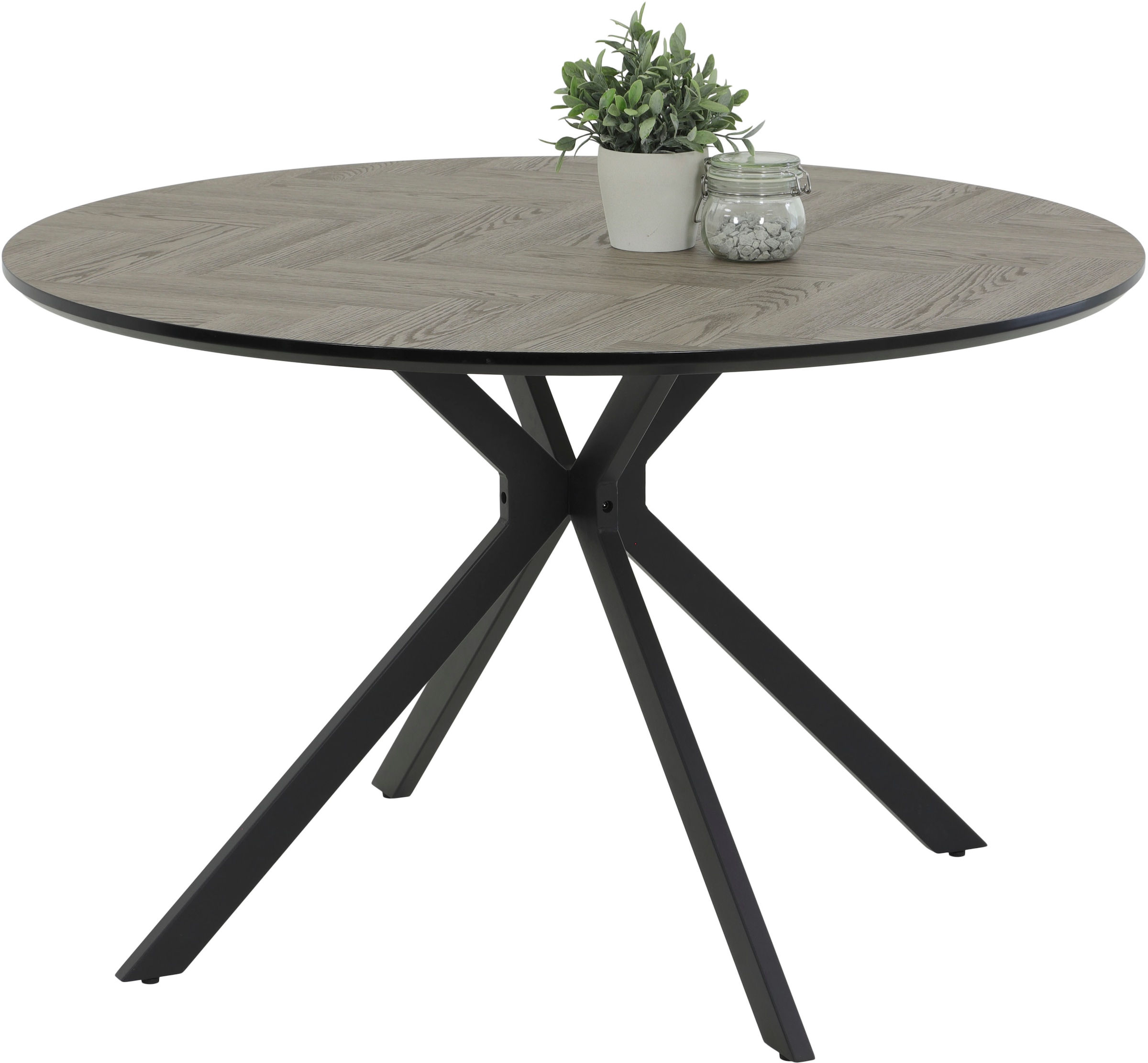 HELA Esstisch »PETRA« 1 Stk. tlg. rund, Schweizer Kante, MDF, Fischgrät Nac günstig online kaufen