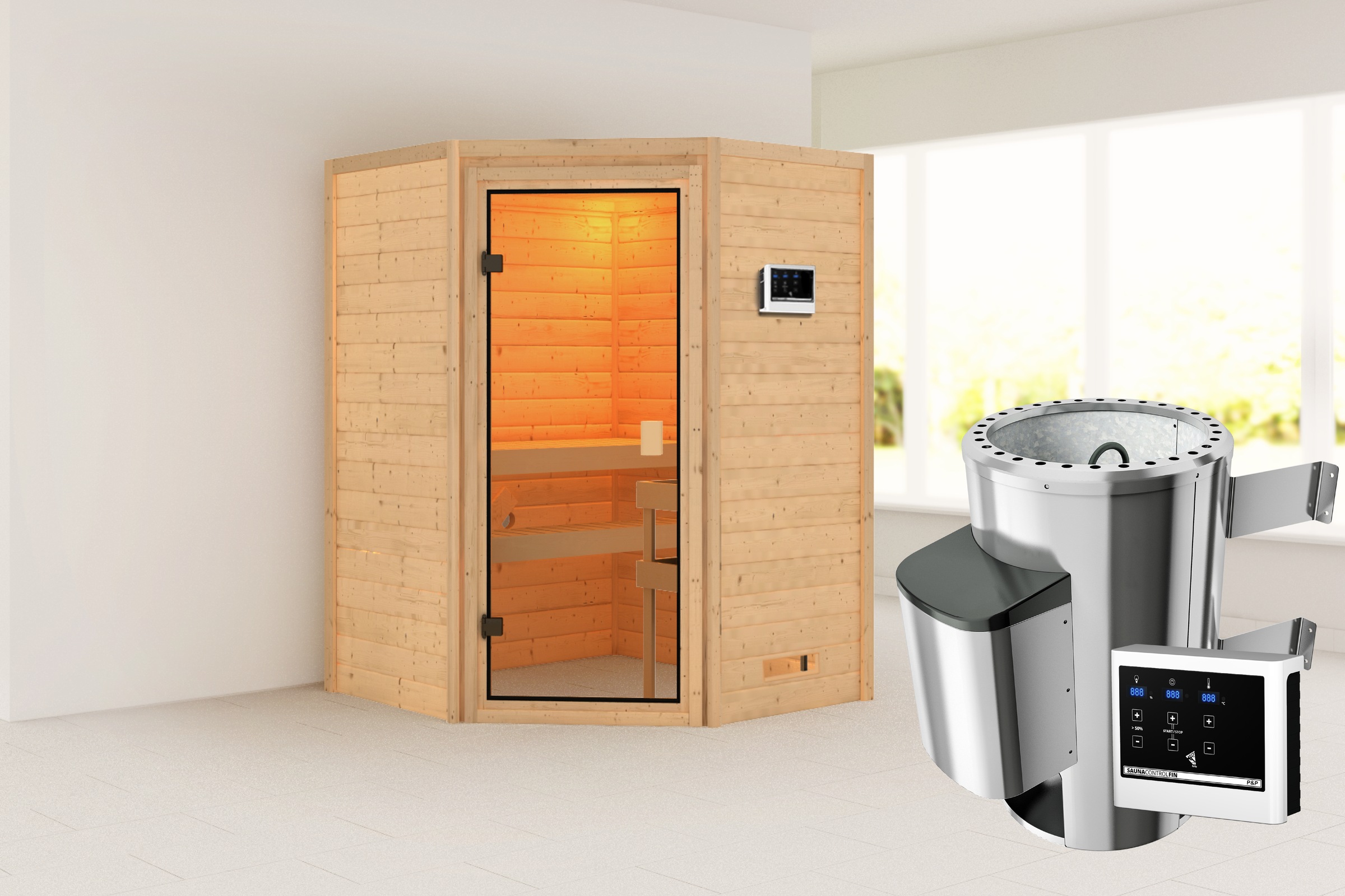 Karibu Sauna »"Anni" mit bronzierter Tür, naturbelassen« aus hochwertiger n günstig online kaufen
