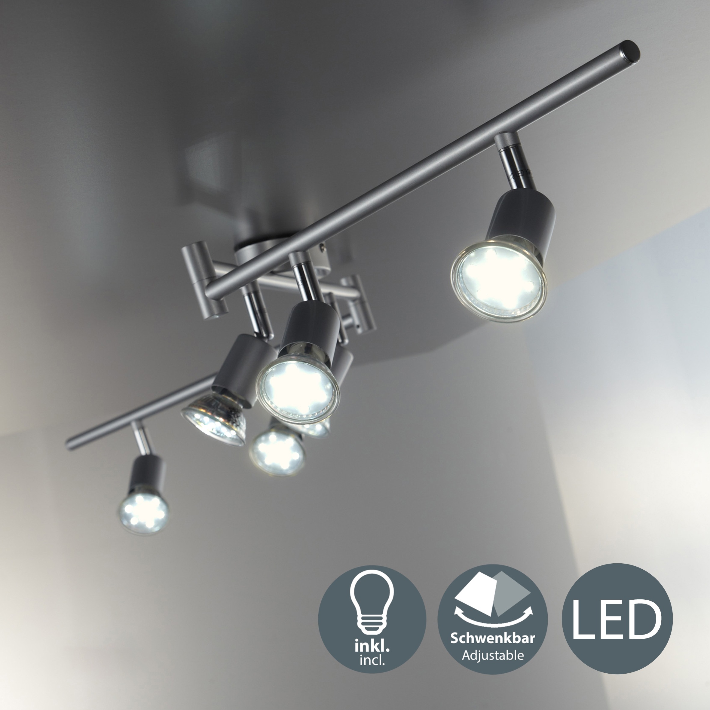 B.K.Licht LED Deckenspots, 6 flammig, Leuchtmittel GU10   Leuchtmittel wech günstig online kaufen