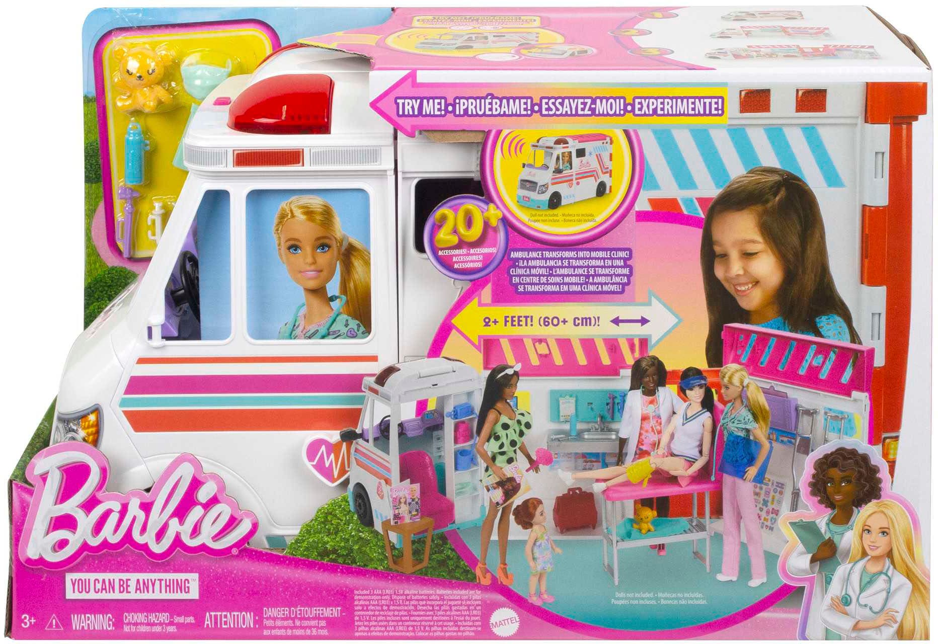 Barbie Puppen Fahrzeug »Krankenwagen 2-in-1 Spielset«, mit Licht und Geräuschen