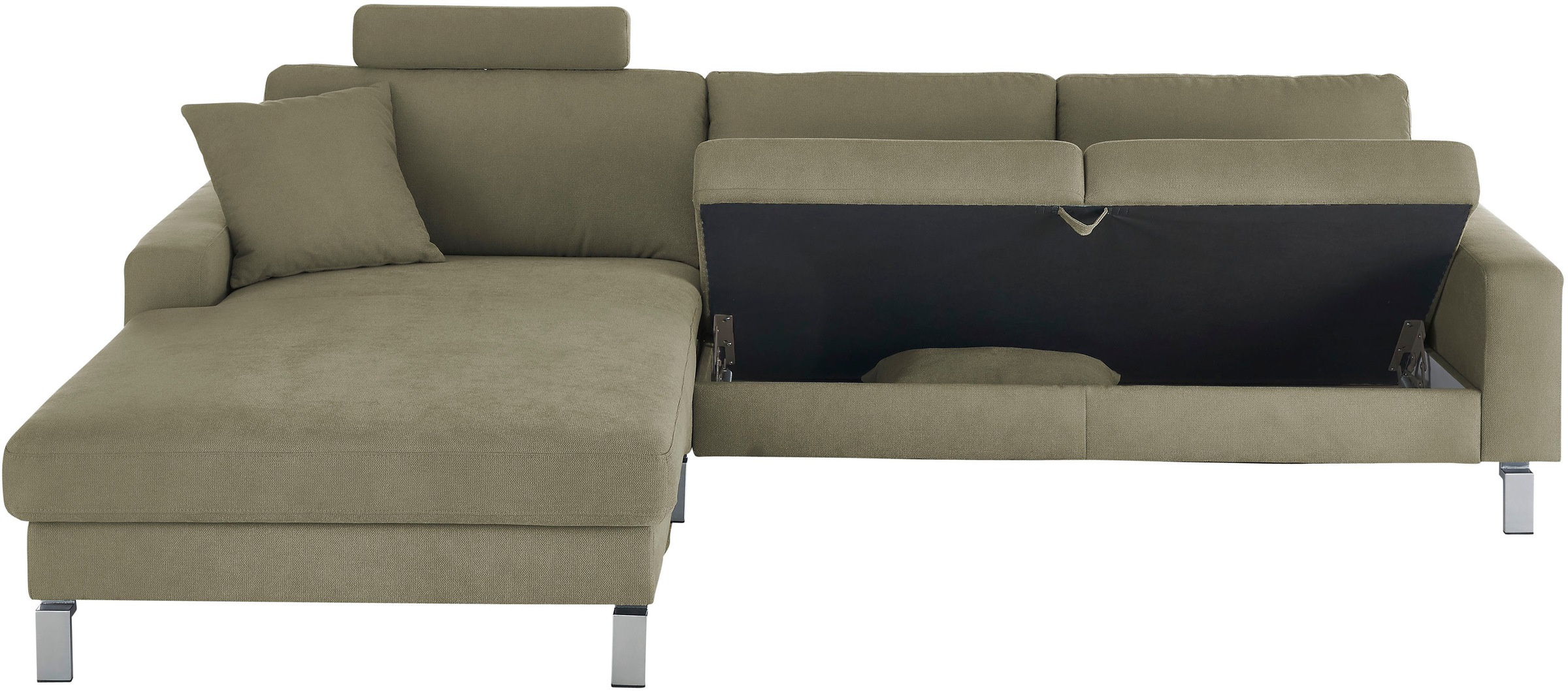 3C Candy Ecksofa »Lecce, wahlweise PUR-Schaumstoff oder Tonnentaschenfederkern«, Bett im 2,5-Sitzer, teilmotorische Schlaffunktion im Longchair, L-Form