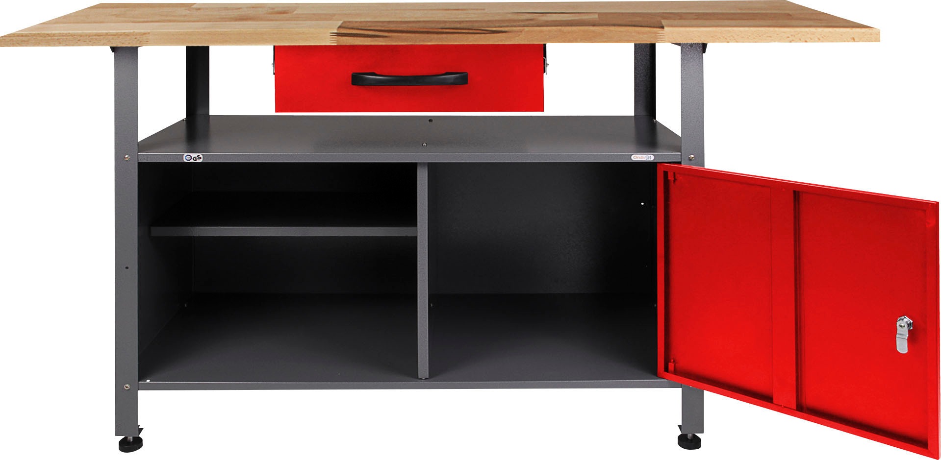 ONDIS24 Werkstatt-Set, 2x Werkbank, 2x Werkzeugwand, 3x Hängeschrank