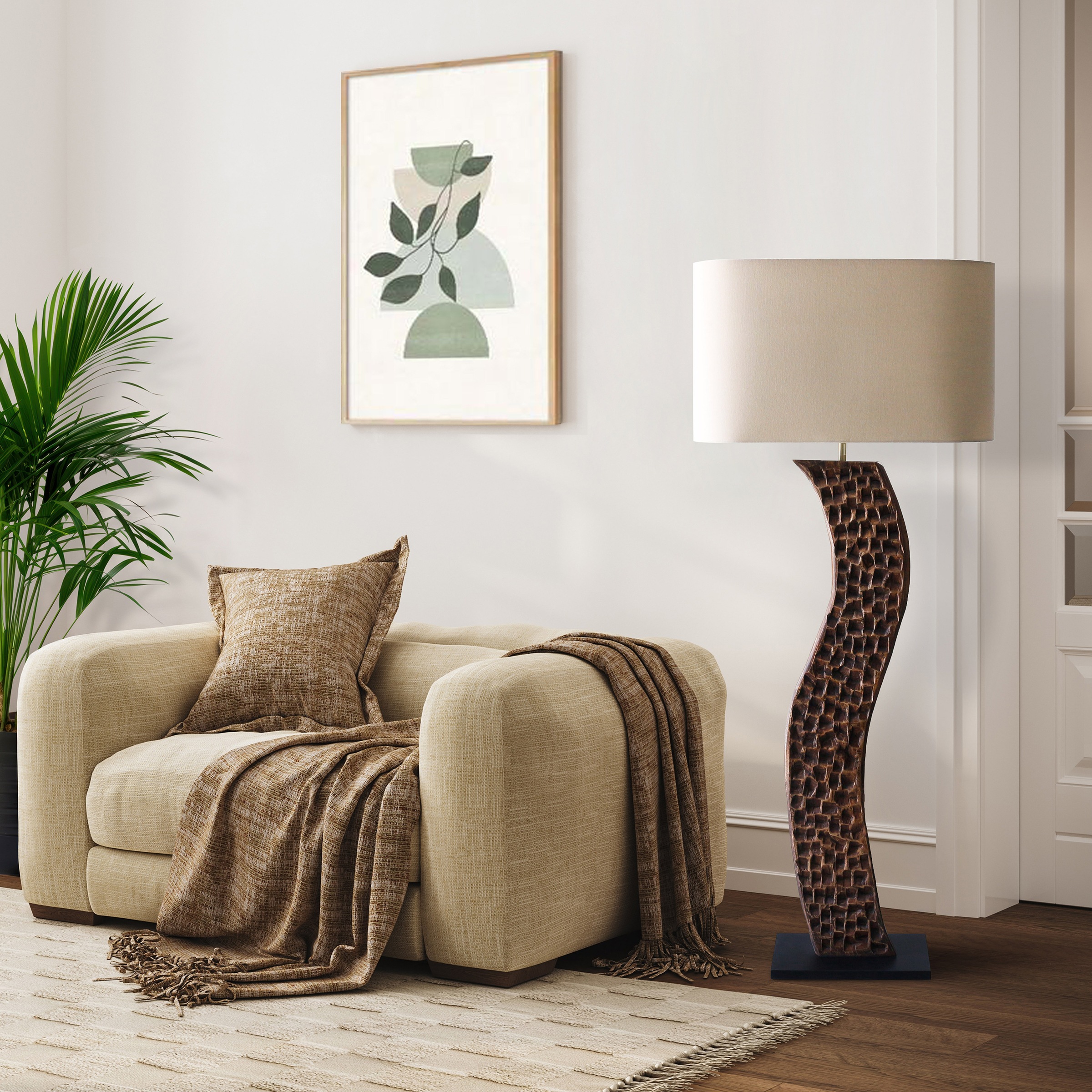 SalesFever Stehlampe »Akazie« E27 1 Stk. handgefertigt günstig online kaufen