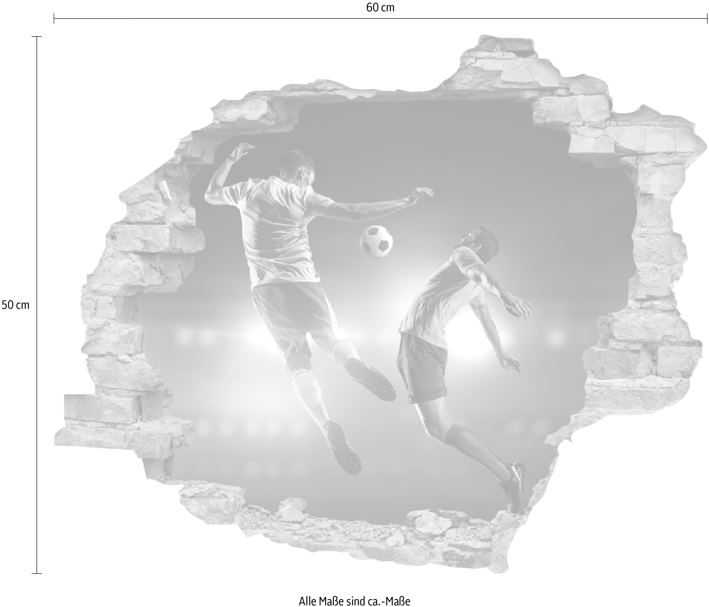 queence Wandtattoo »Fußball«, (1 St.), Wandsticker, Wandbild, selbstklebend, 3D, Wanddurchbruch