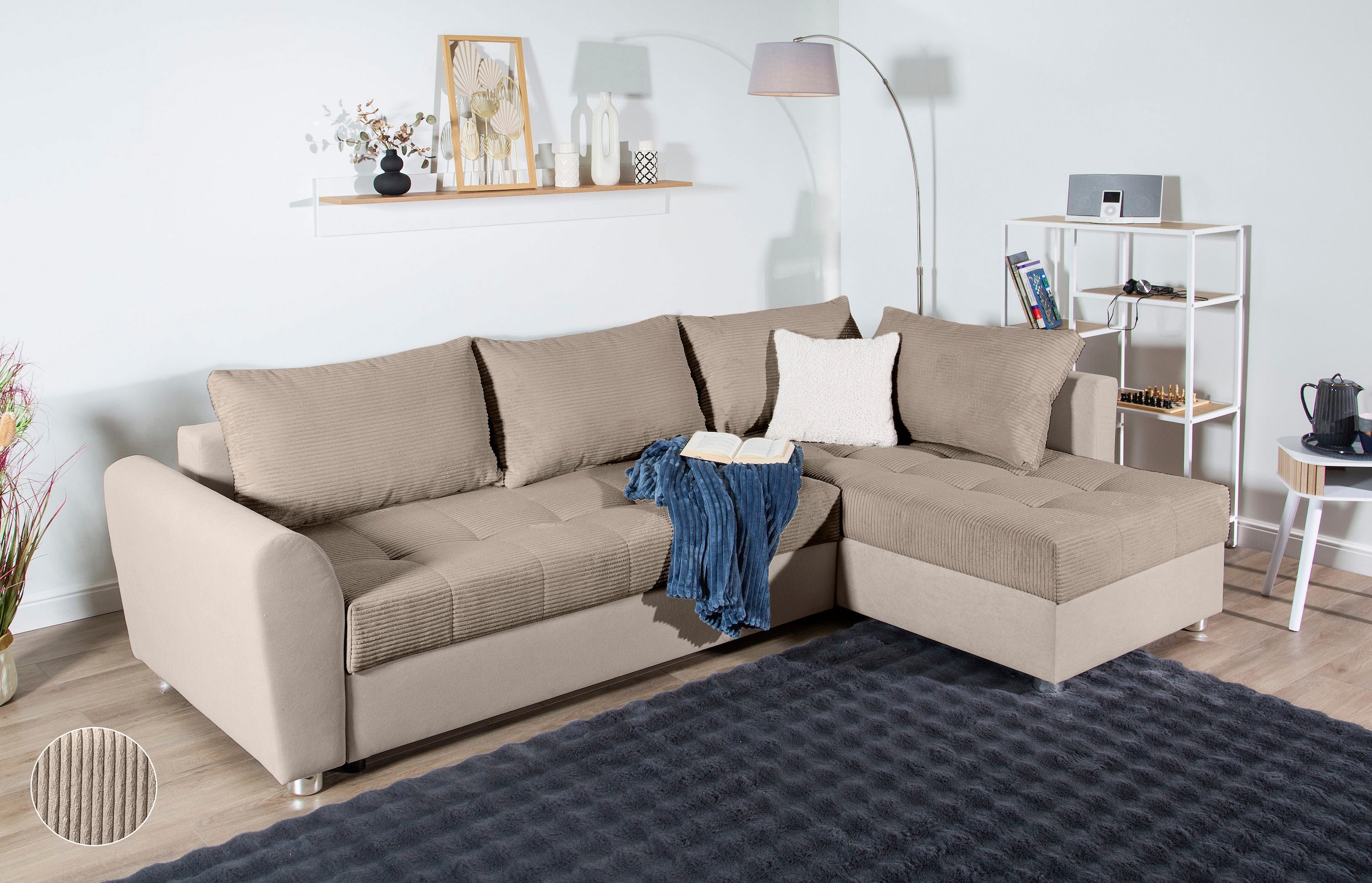 COLLECTION AB Ecksofa, Ecksofa,Bettfunktion,Bettkasten,Bonnelfederkern, Rückenkissen