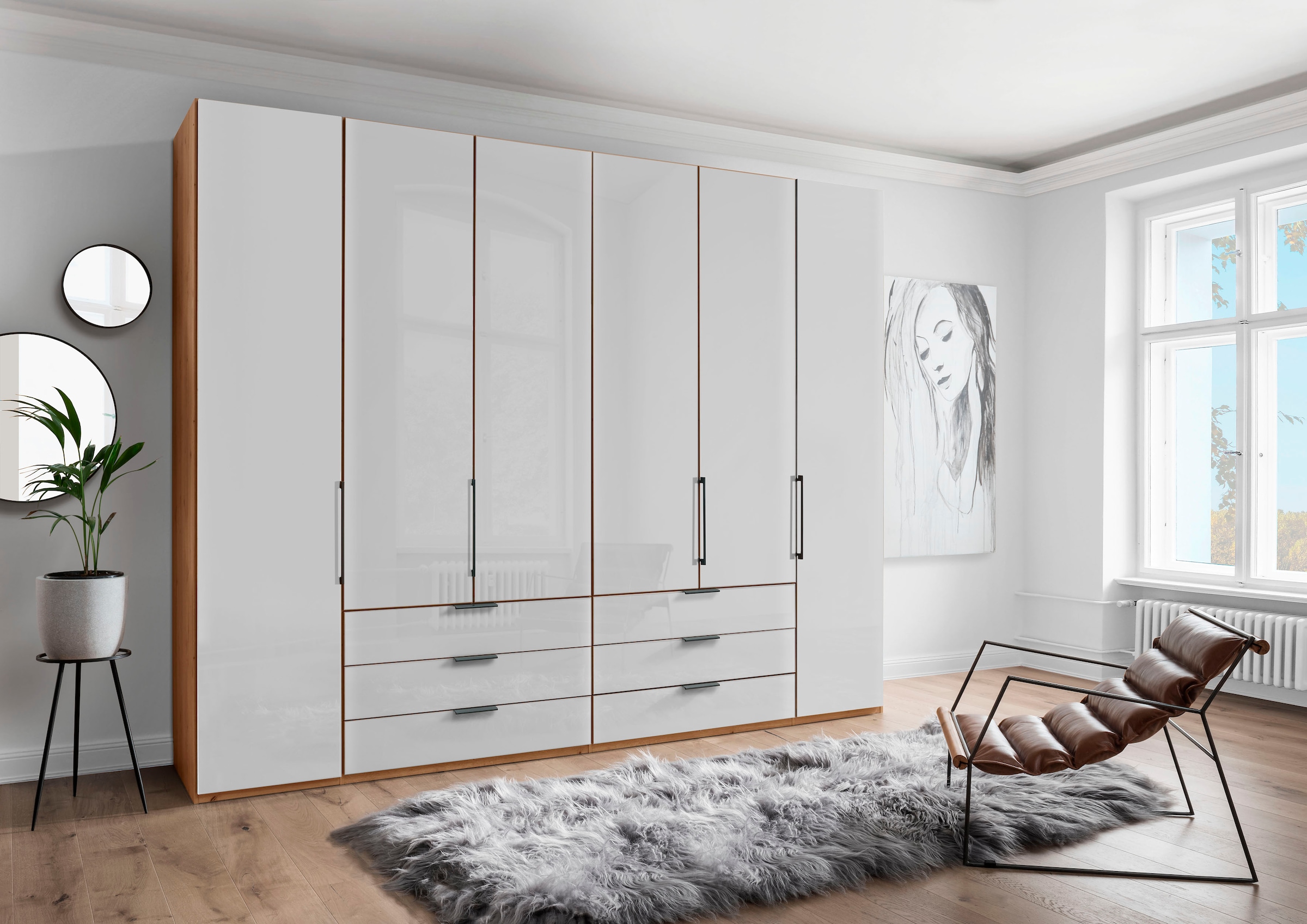 WIEMANN Falttürenschrank »Monaco mit hochwertige Beschläge inkl. Schubladendämpfung«, unempfindlichen Glasfront, Made in Germany