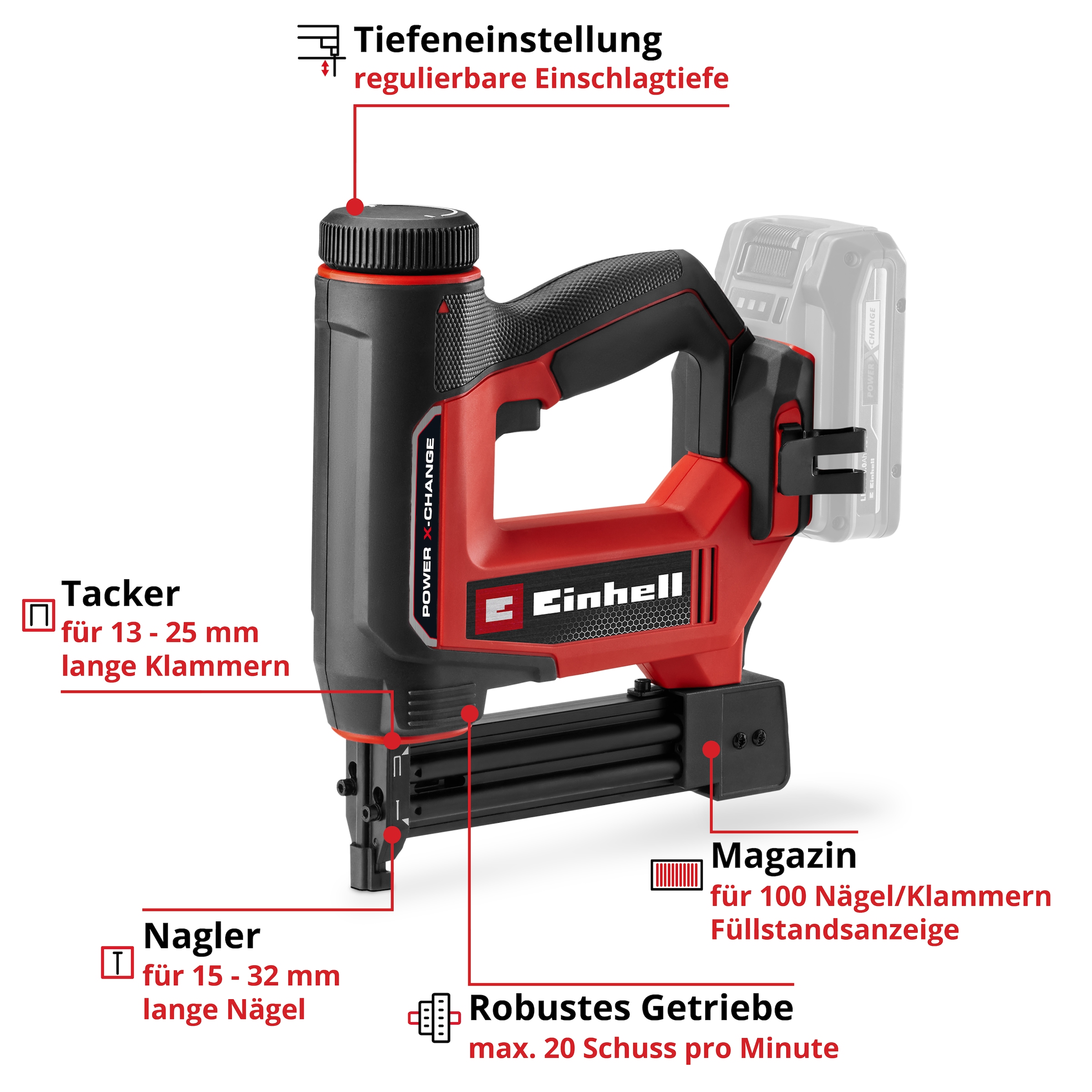 Einhell Akku-Tacker »Akku-Nagler/-Tacker TE-CN 18/32 Li - Solo« ohne Akku und Ladegerät