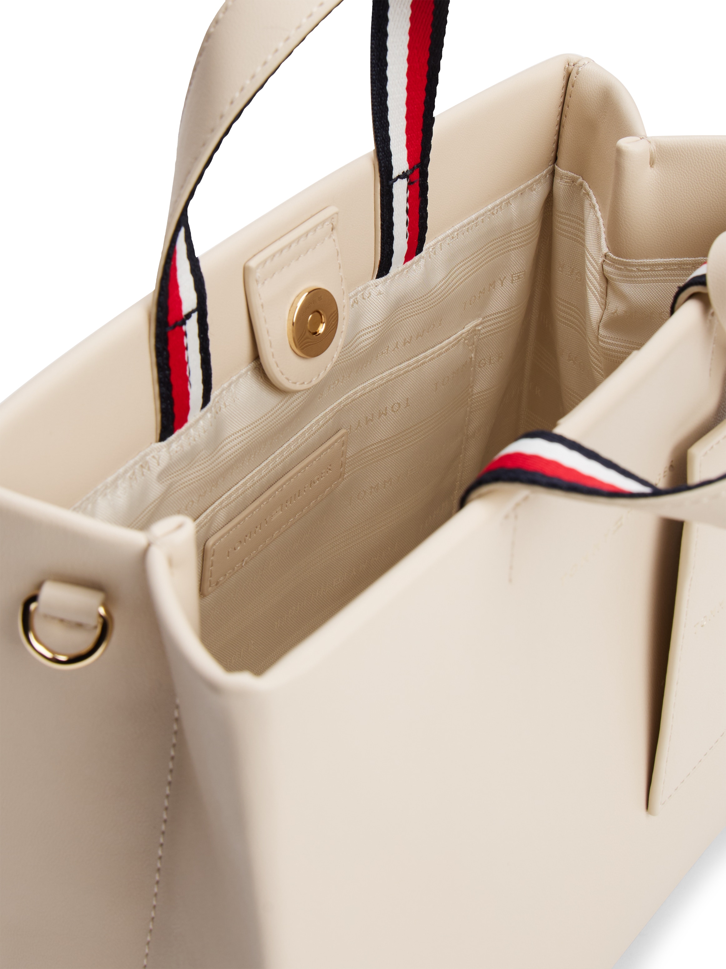 Tommy Hilfiger Henkeltasche »TH ESTABLISHED MED SHOPPER«, Damen-Umhängetasche, Schultertasche mit farbigen Streifen am Henkel