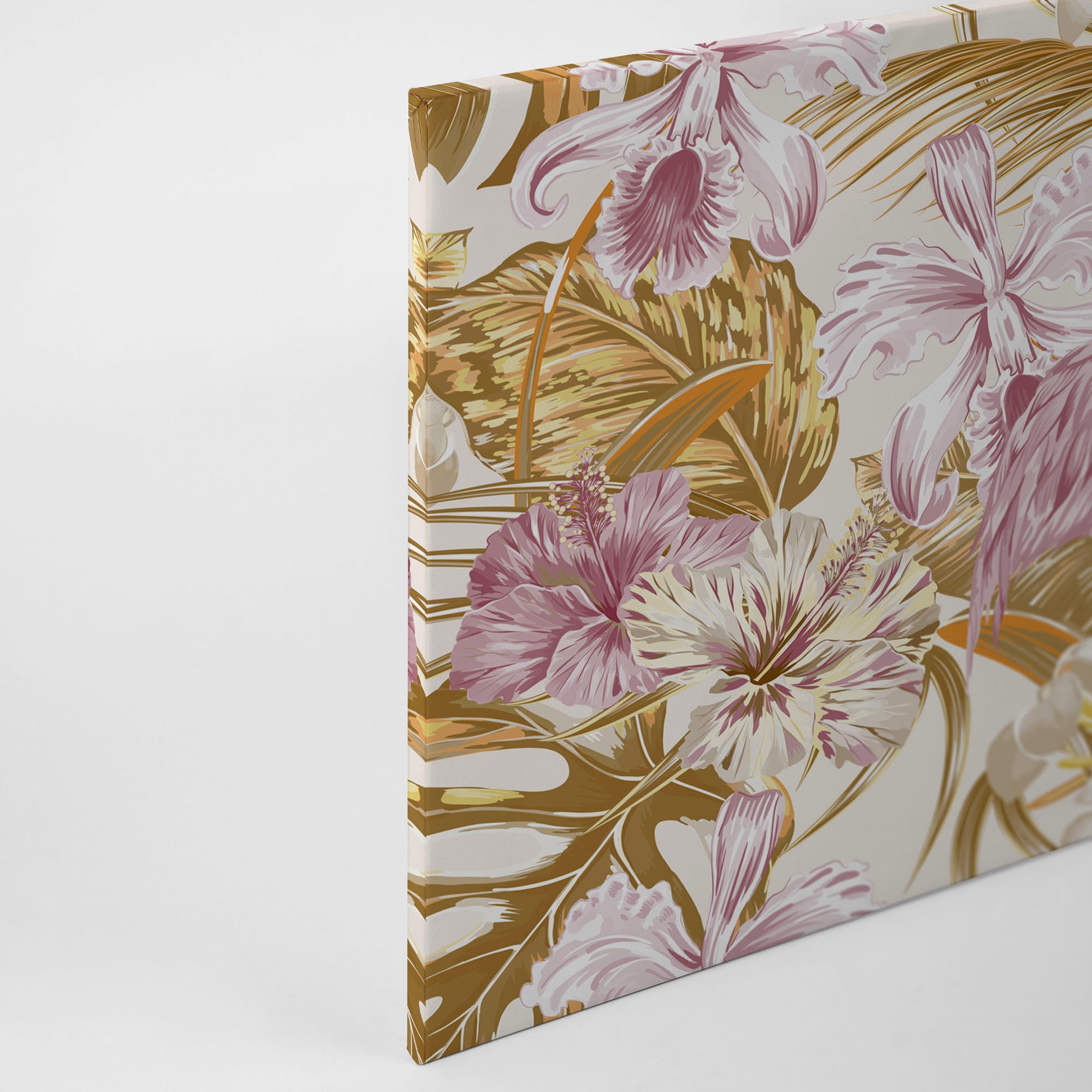 A.S. Création Leinwandbild »Flamingo Art«, Kunst-Blumen-Kinder, (1 St.), Dschungel Keilrahmen Flamingo Exotisch Hawaii Leinwand-Bild Wohnzimmer