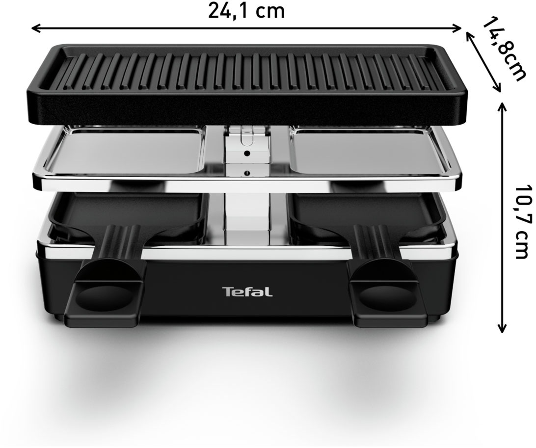 Tefal Raclette »Plug&Share, mit Erweiterungsmöglichkeit, abnehmbares Kabel«, 2 St. Raclettepfännchen, 400 W, spülmaschinengeeignete Pfännchen und Platte, platzsparend, RE2308