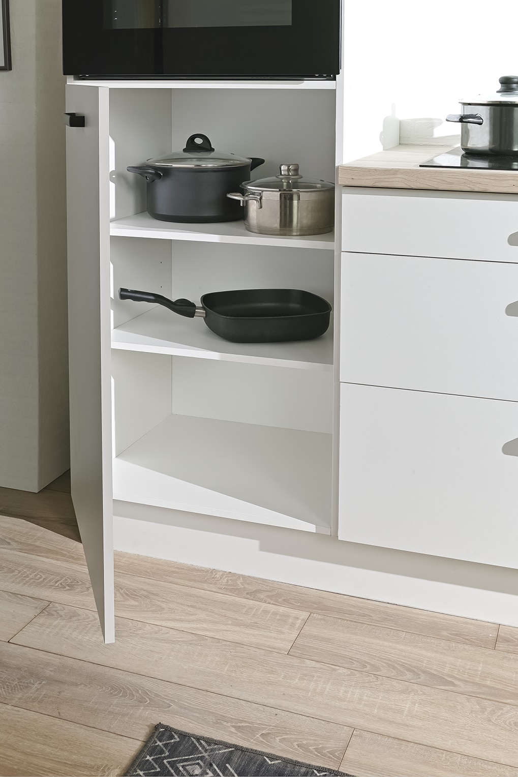 wiho Küchen Küchenzeile »Compact: Kleines Format, große Ausstattung, optional mit E-Geräten« Variante ohne Kühlschrank, Breite 210 cm