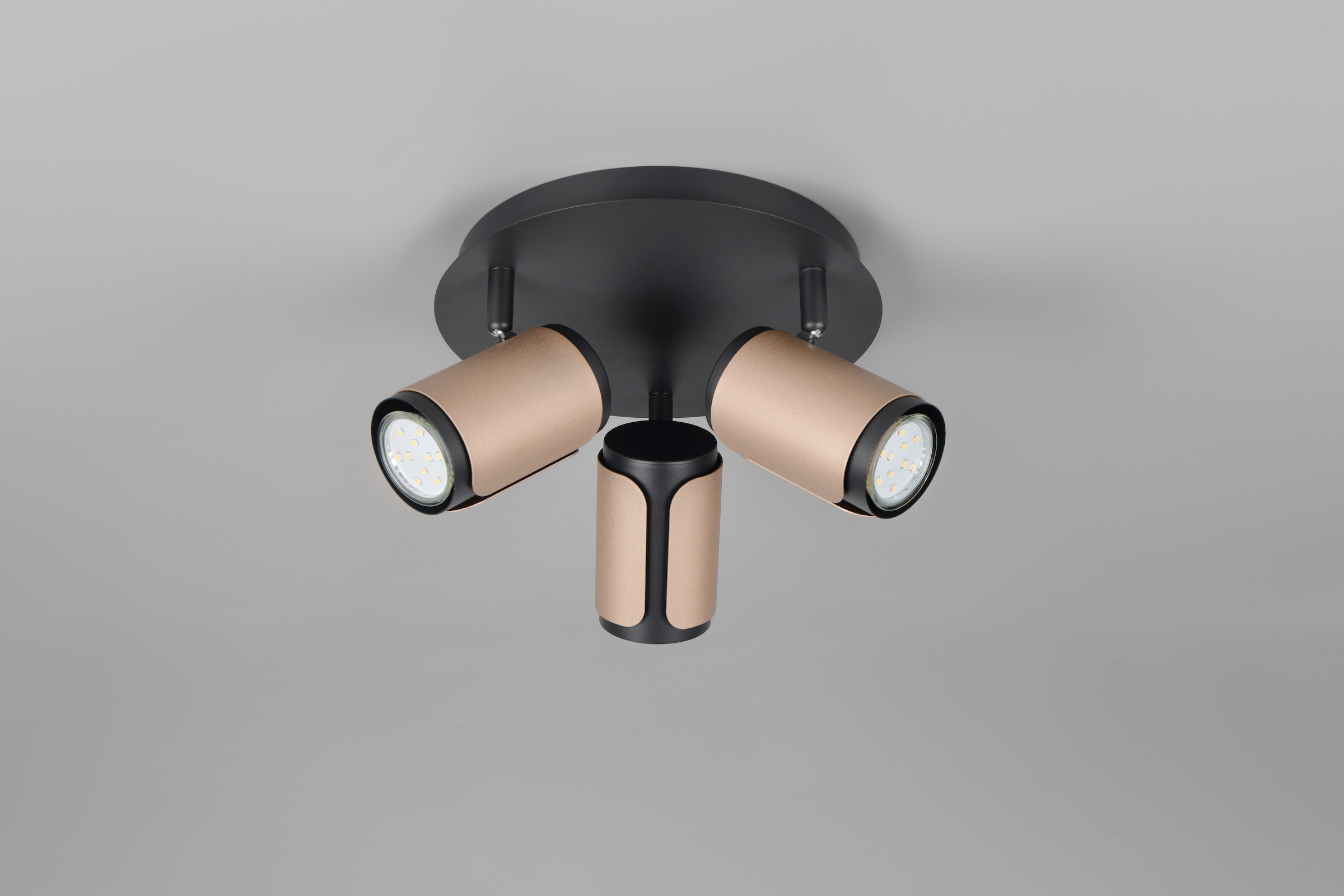TRIO Leuchten Deckenstrahler »GILLAN, Spot 3-flammig, exkl 3x GU10 max 10W, Ø 30 cm Höhe 16 cm«, 3 flammig, Leuchtmittel GU10 | Leuchtmittel wechselbar, GU10 Deckenspot 3er Rondell für Küche Flur, Spots schwenkbar, IP20