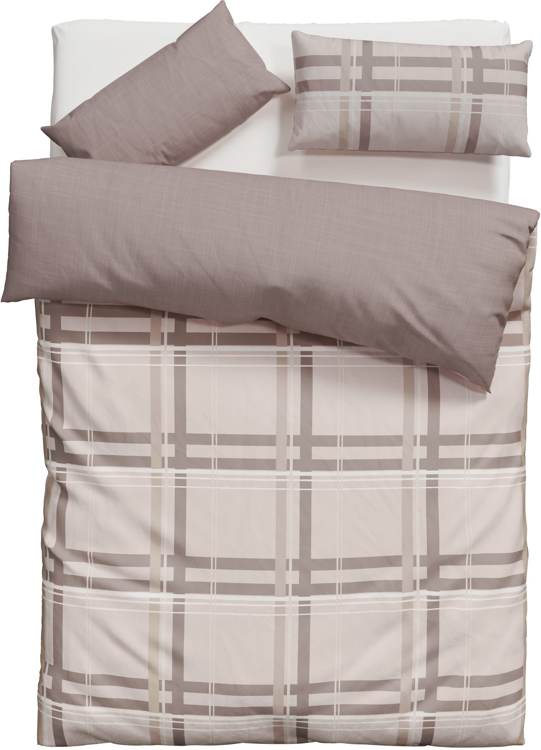 H.I.S Wendebettwäsche »Talin« 2 Stk. NEUHEIT in Gr. 135x200 oder 155x220 cm, 100% Baumwolle, Karo-Design