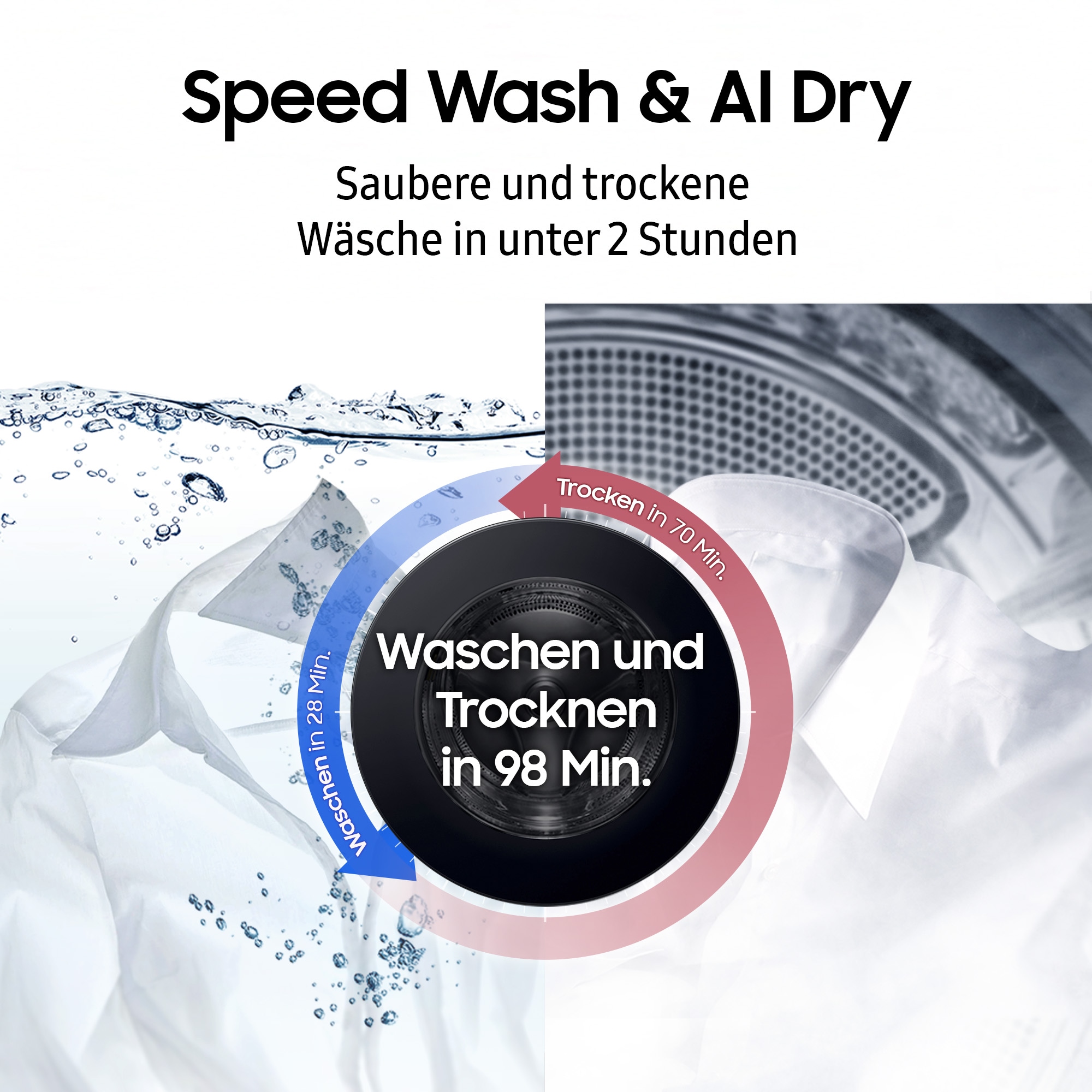Samsung Waschtrockner »WD18DB8995BZT2«, Trommelreinigung+, Breite 75 cm, Tiefe 92cm, Höhe 111 cm