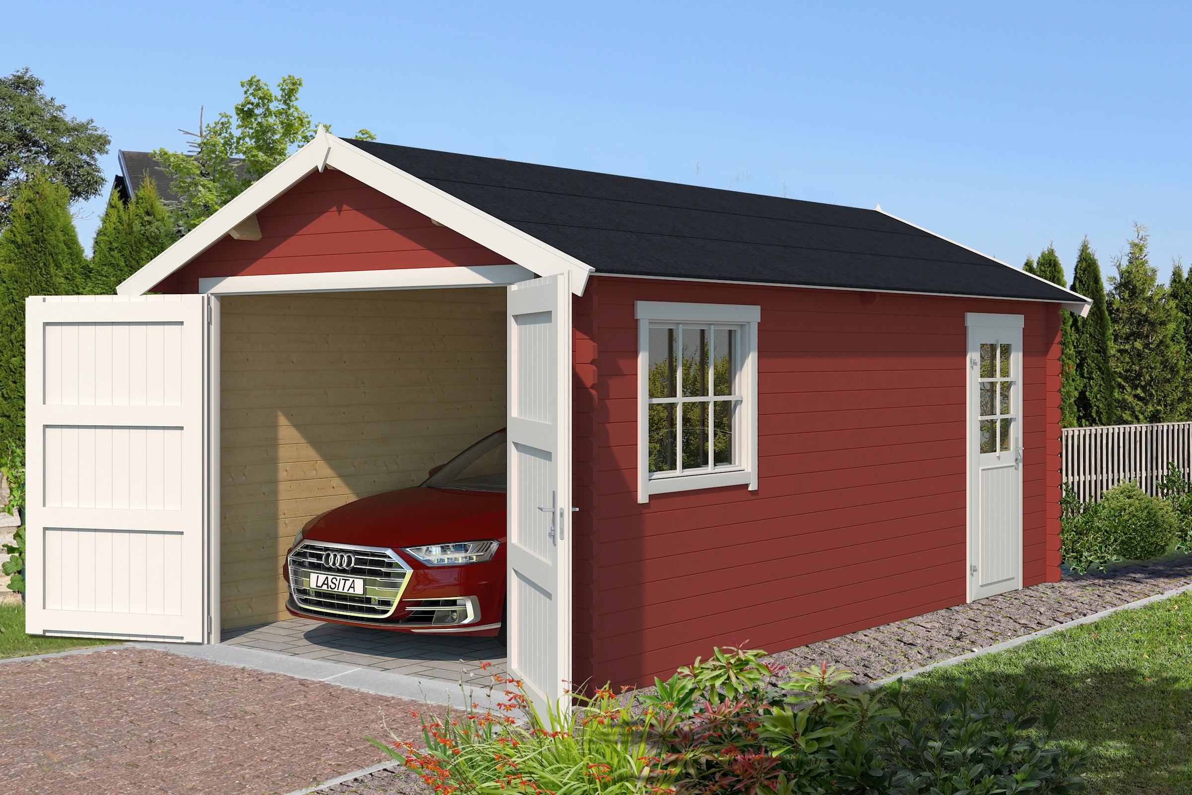 LASITA MAJA Garage »Dillon«, Blochbohlengarage 34mm, Fundamentmass 3000x540 günstig online kaufen