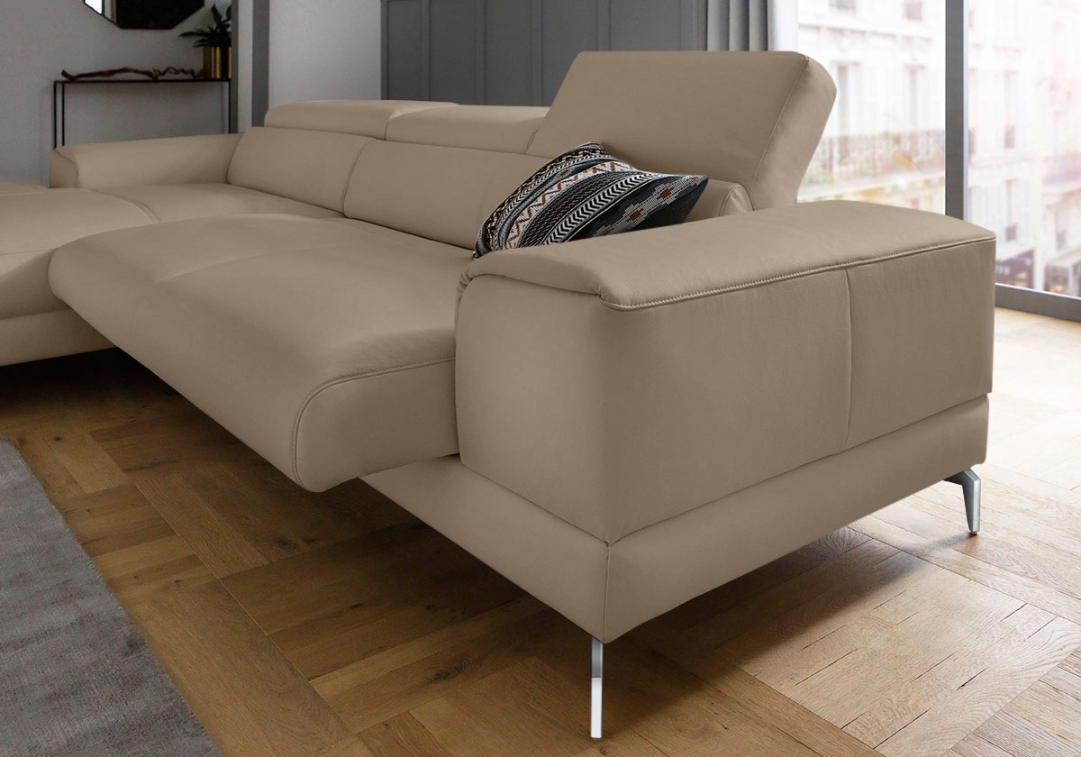 W.SCHILLIG Ecksofa »piedroo, Designsofa mit tollem Sitzkomfort, bequem und elegant, L-Form«, Kopfteilverstellung, wahlweise mit Sitztiefenverstellung, Breite 303cm