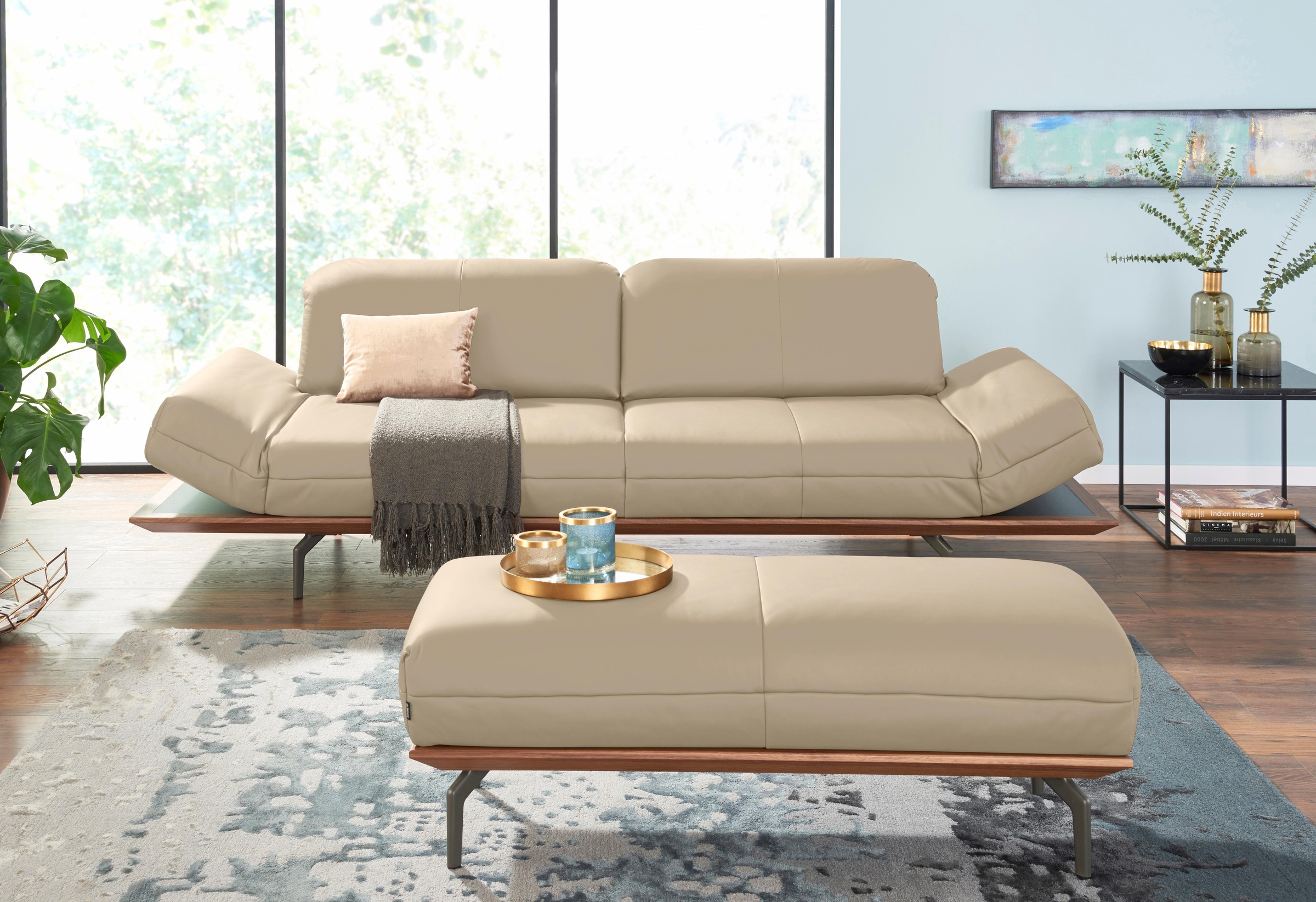 hülsta sofa 3-Sitzer »hs.420«, in 2 Qualitäten, Holzrahmen in Eiche Natur  oder Nußbaum, Breite 232 cm auf Rechnung kaufen