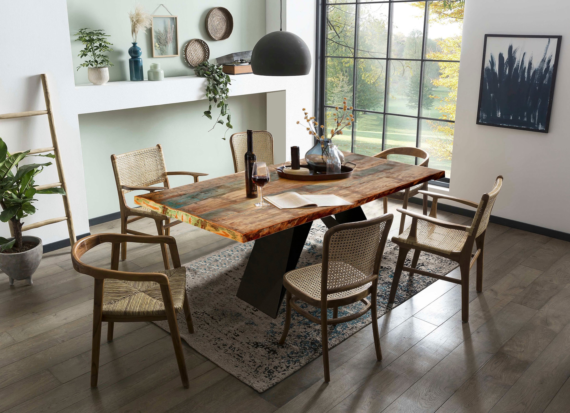 SIT Esstisch 1 Stk. tlg. aus bunt lackiertem Altholz