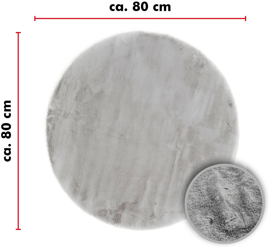 LUXOR living Fellteppich »Novara«, rund, 30 mm Höhe, Kunstfell, Kaninchenfell-Haptik, besonders weicher Hochflor
