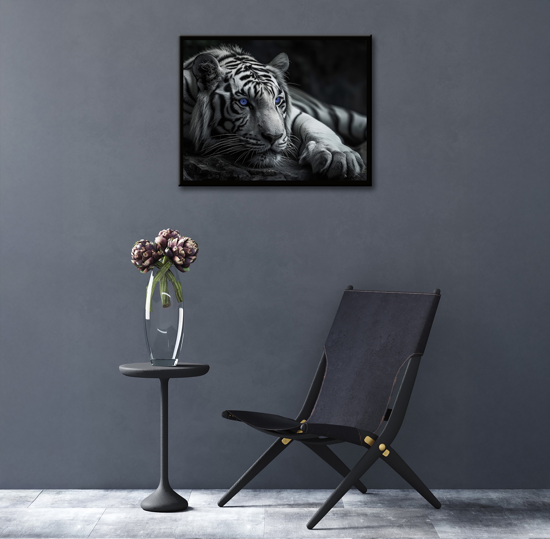 Bönninghoff Bild mit Rahmen »TIGER MIT BLAUEN AUGEN 40x50 cm – Tierbild Natur Wanddeko«