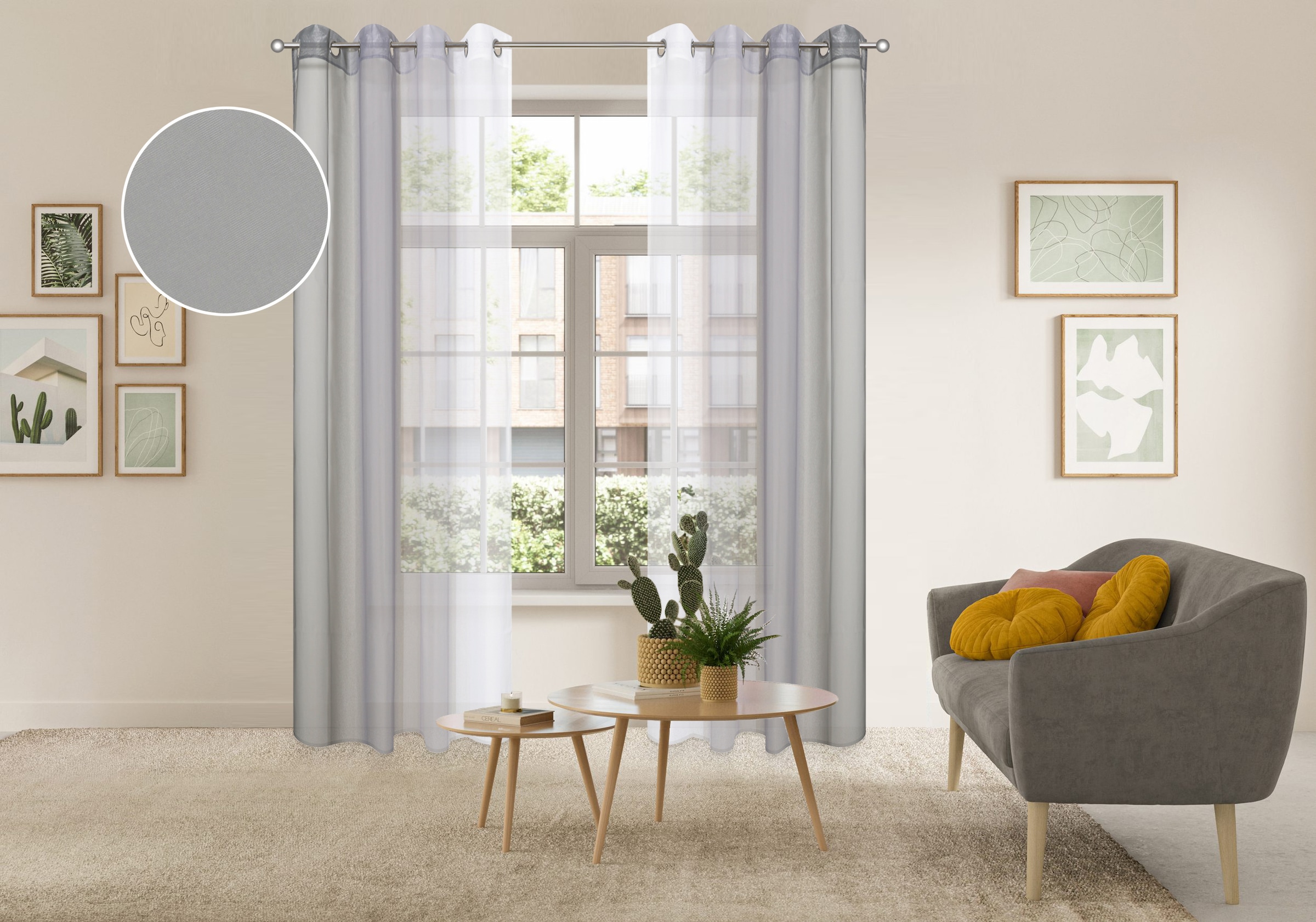 OTTO home Gardine »Nivva« Ösen 2 Stk. tlg. Transparent, Ösen- Aufhängung, Pflegeleicht, 2er Set