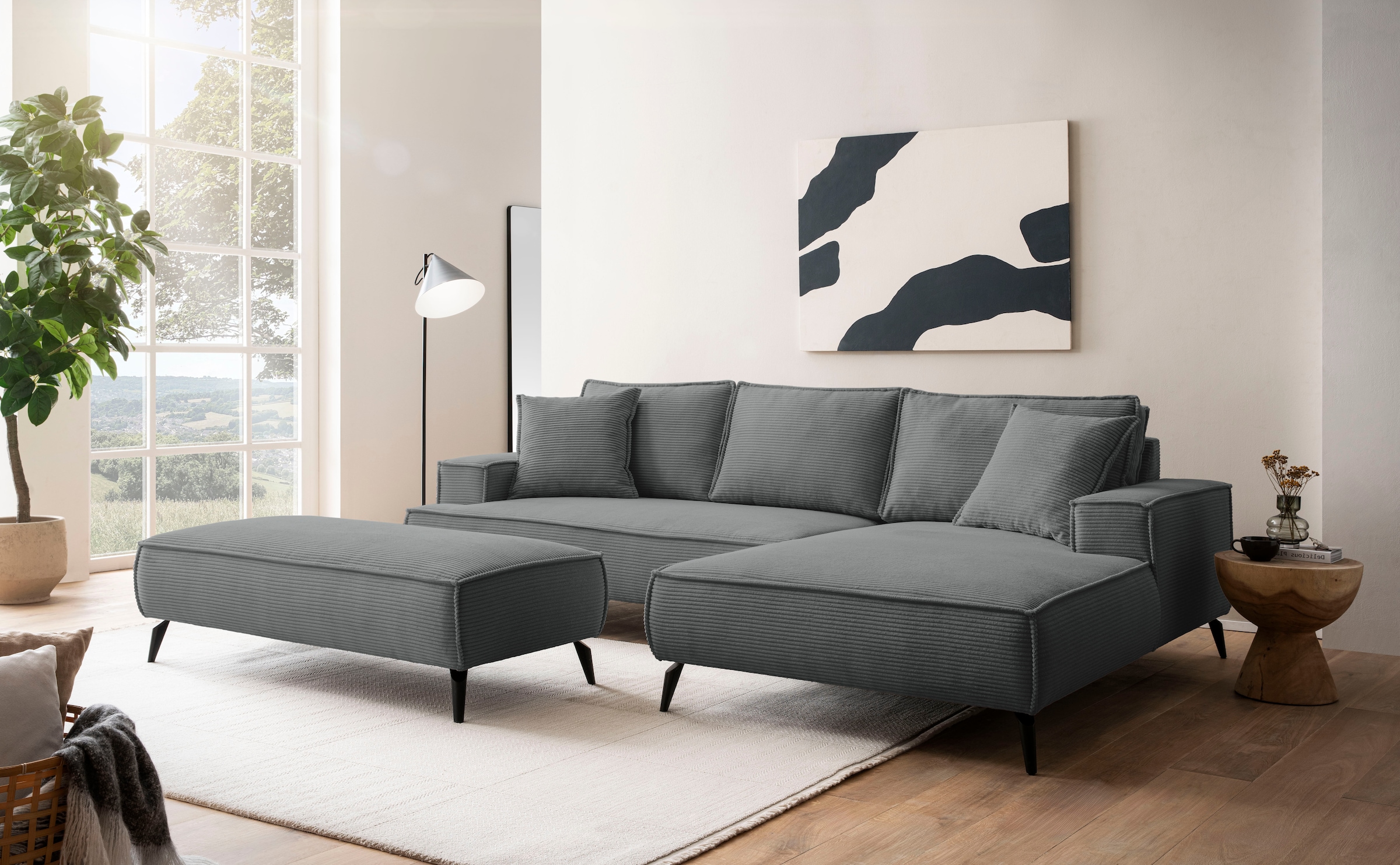 andas Sitzgruppe »TVINNU, Polsterecke L-Form, Schlaffunktion, mit Hocker«, (Set, 2 tlg.), stellbar zum Schlafsofa (Krokodilverbinder)
