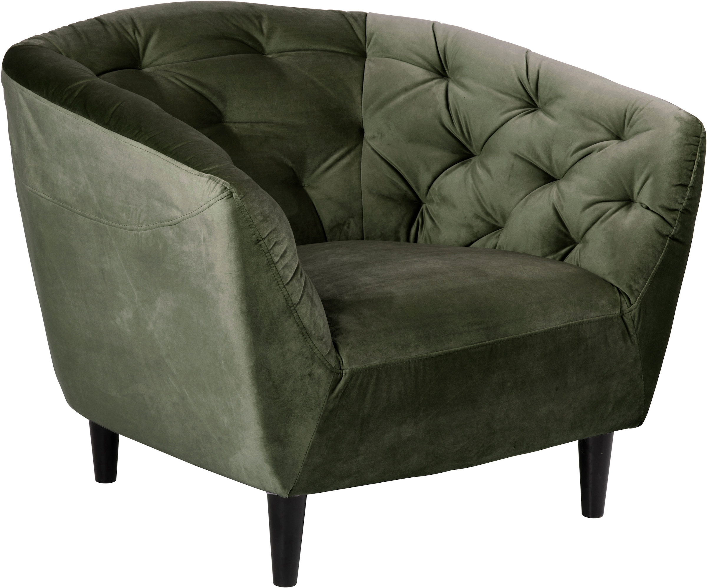 ACTONA GROUP Loungesessel »Ria Armlehnstuhl, Polstersessel, Einzelsofa, Relaxsessel,«, 1-Sitzer, Samtstoff, Massivholz-Beine, Taschenfederkern, Tufting