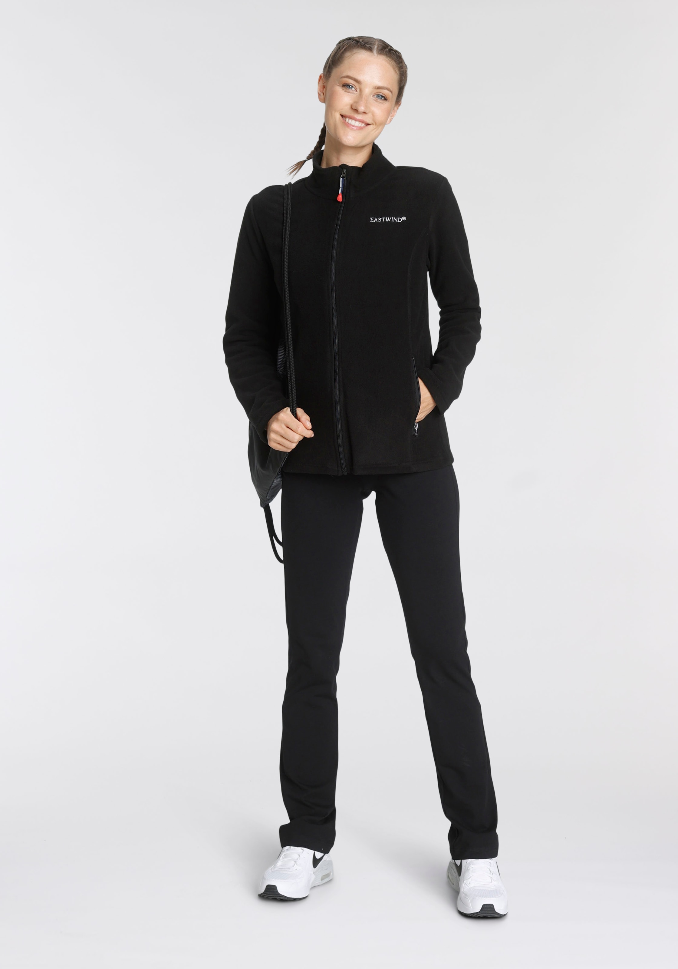 Eastwind Fleecejacke ohne Kapuze für kalte Tage,  aus 100% Polyester,  sportlicher Stil