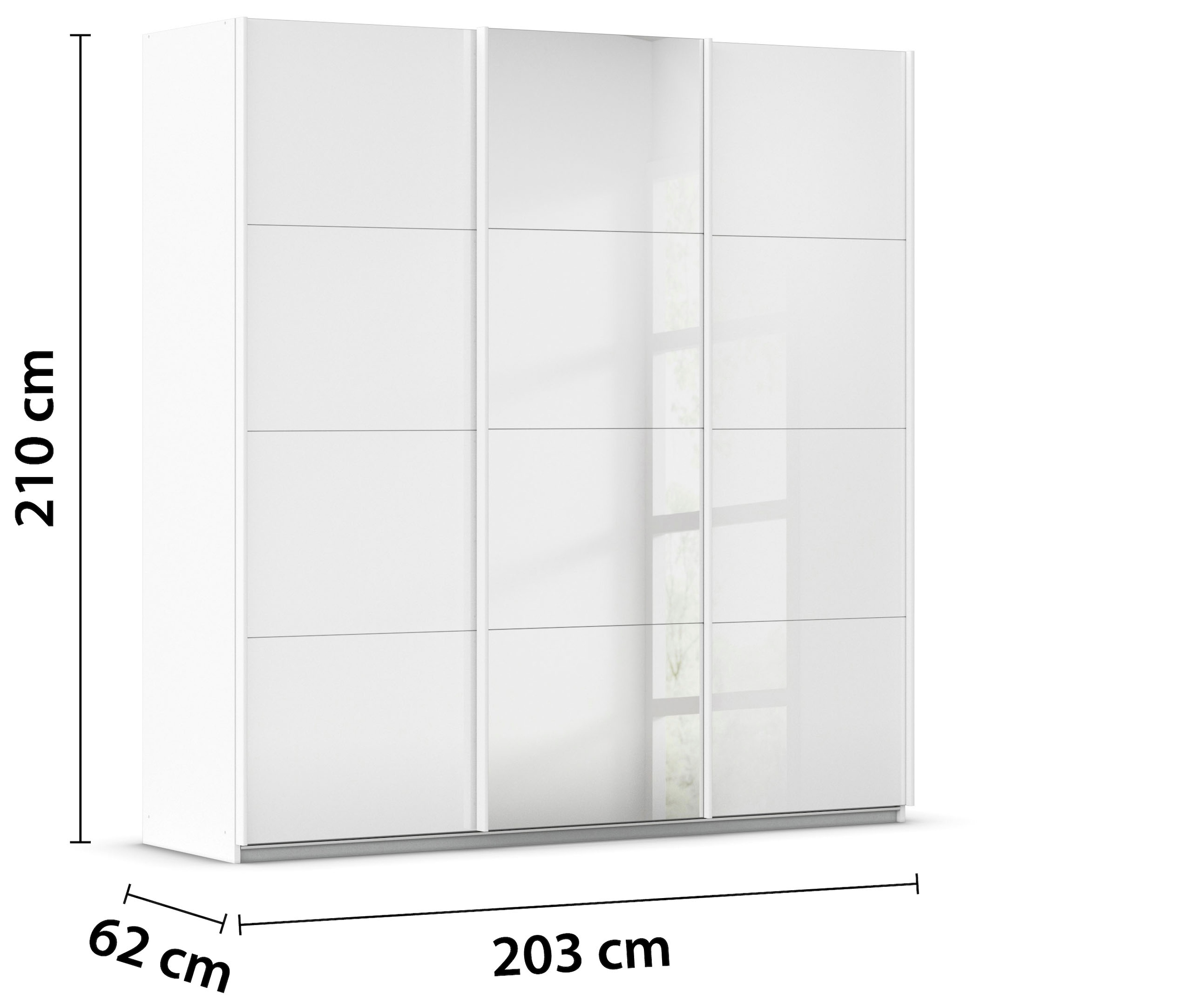 rauch Schwebetürenschrank »Kleiderschrank Schrank Garderobe KOLUNA mit Glastüren und Spiegel« 3 Ausstattungen BASIC/CLASSIC/PREMIUM (inkl. SOFT-CLOSE-FUNKTION),  Breiten 203/271/315/360 cm Höhen 210/229 cm MADE IN GERMANY
