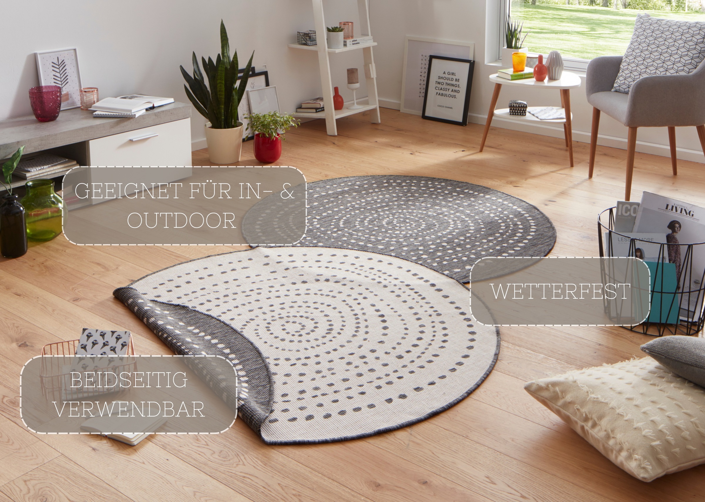 NORTHRUGS Teppich »Bali«, rund, 5 mm Höhe, In-& Outdoor, Wetterfest, Balkon günstig online kaufen