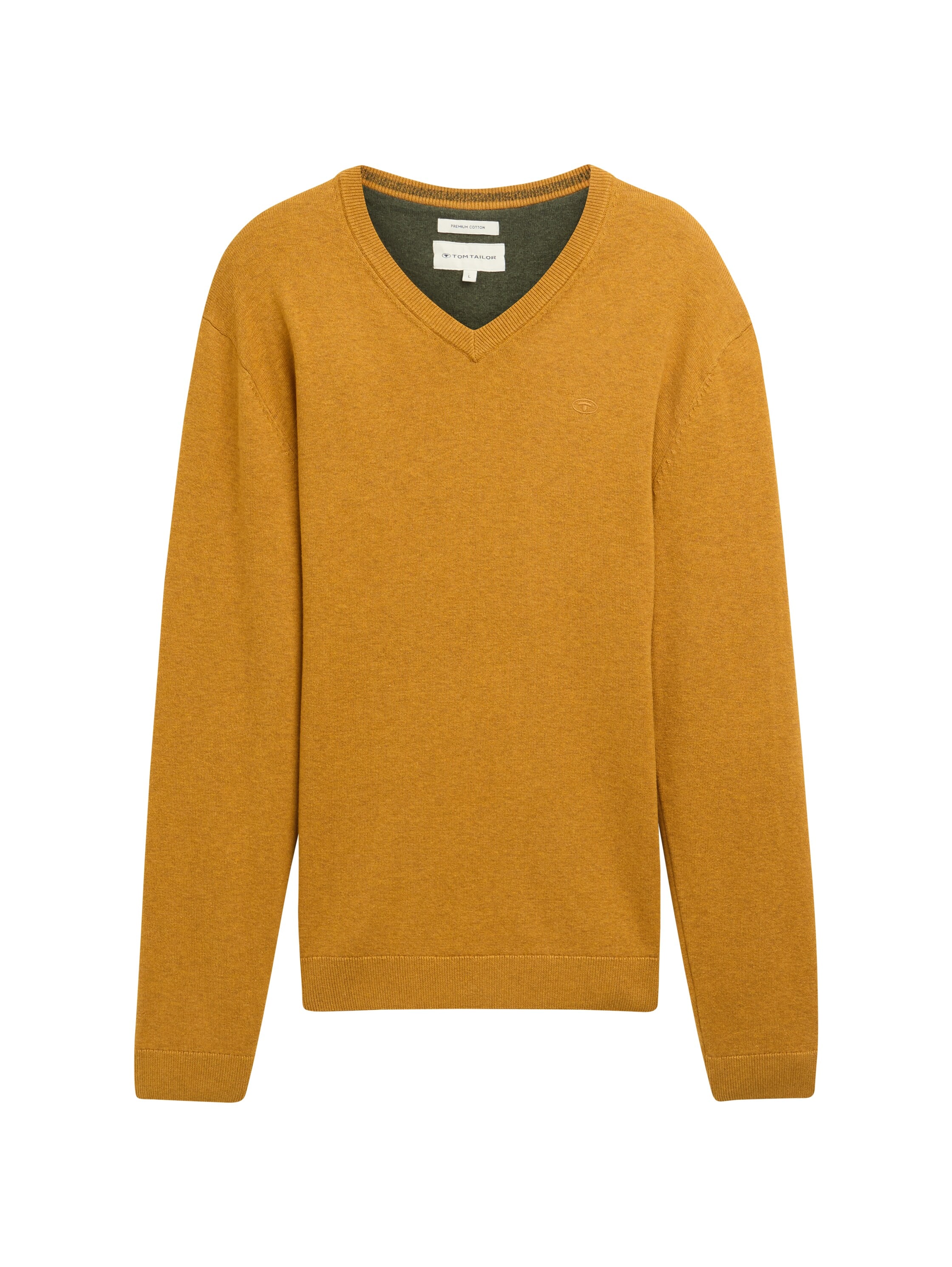 TOM TAILOR V-Ausschnitt-Pullover, mit kleiner Logo-Stickerei