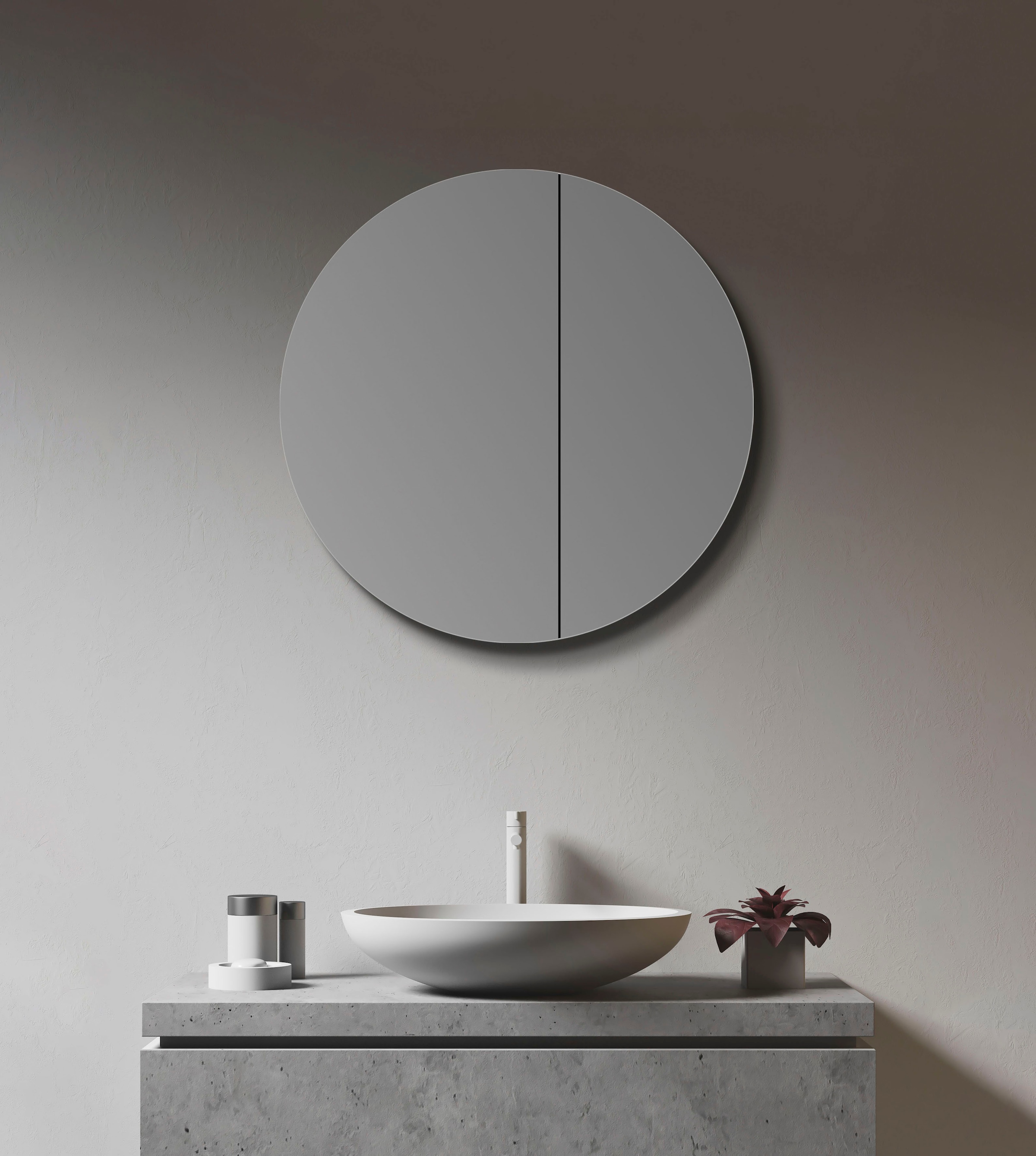 Talos Badezimmerspiegelschrank, Ø: 60 cm, aus Aluminium und Echtglas, IP24