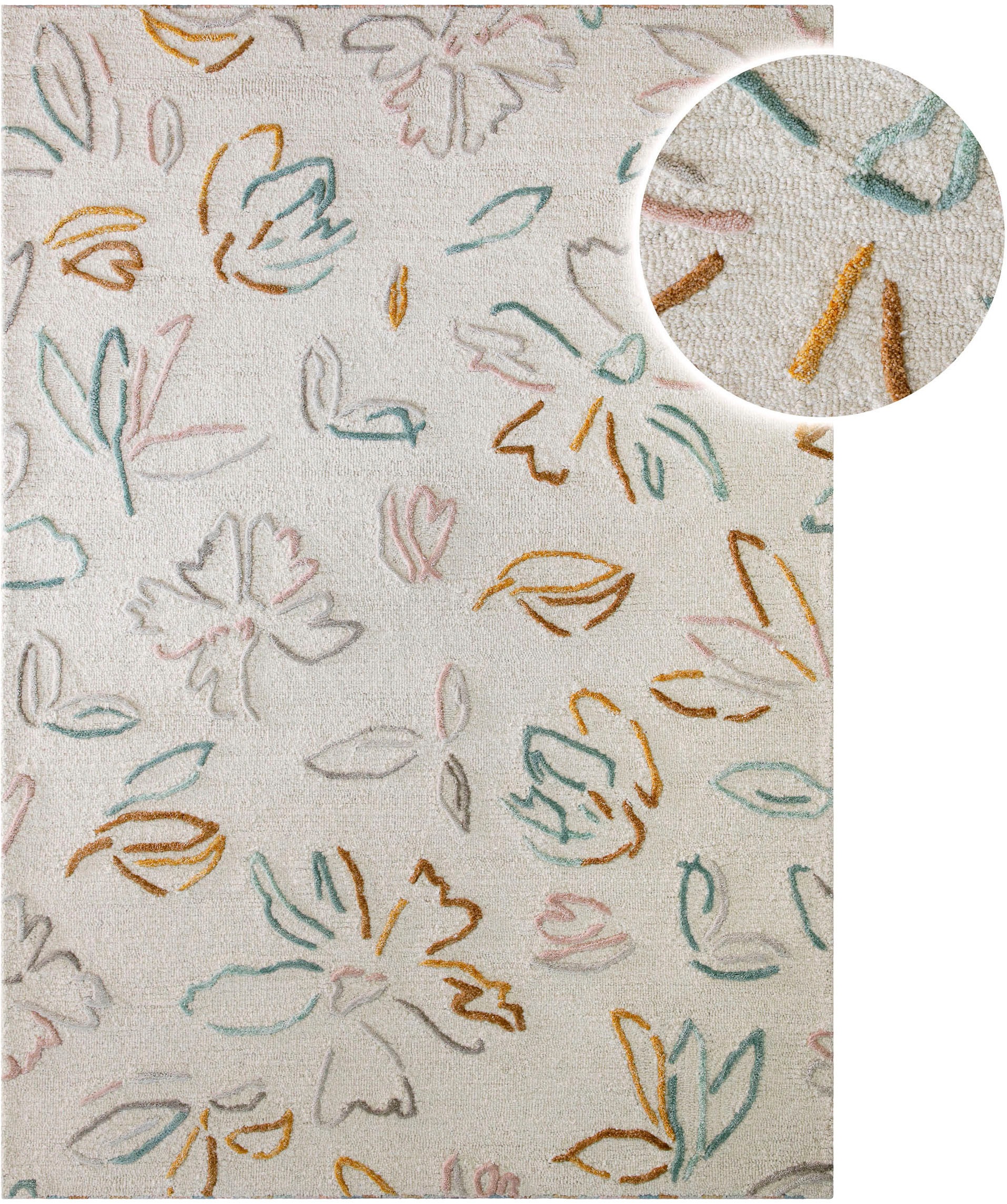 Wecon home Teppich »Vee«, rechteckig, 10 mm Höhe, Wollteppich, floral, hoch günstig online kaufen