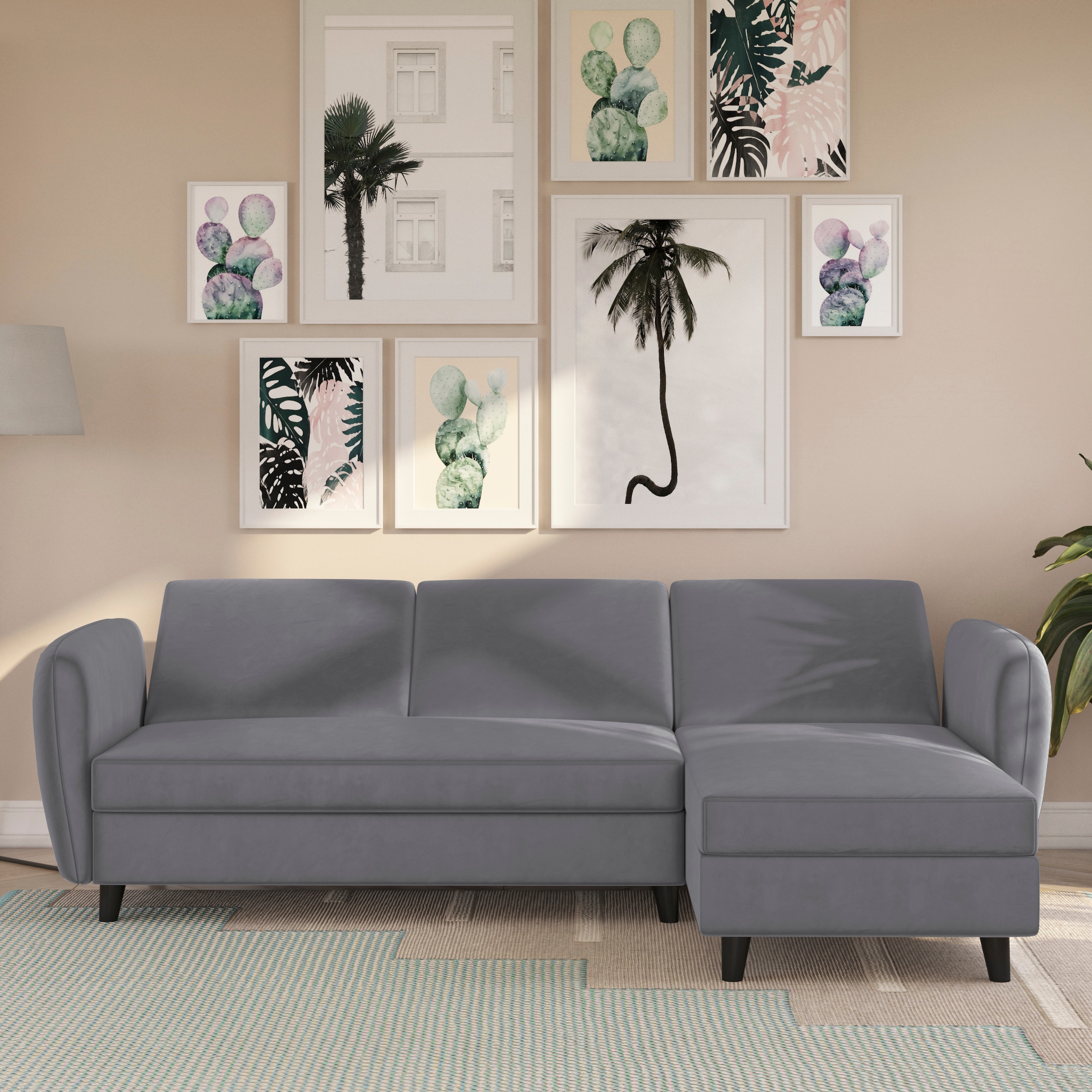 Dorel Home Ecksofa »Perry, L-Form,« Rückenlehne, verschiedene Farbvarianten, Sitzhöhe 43 cm, Breite 219 cm