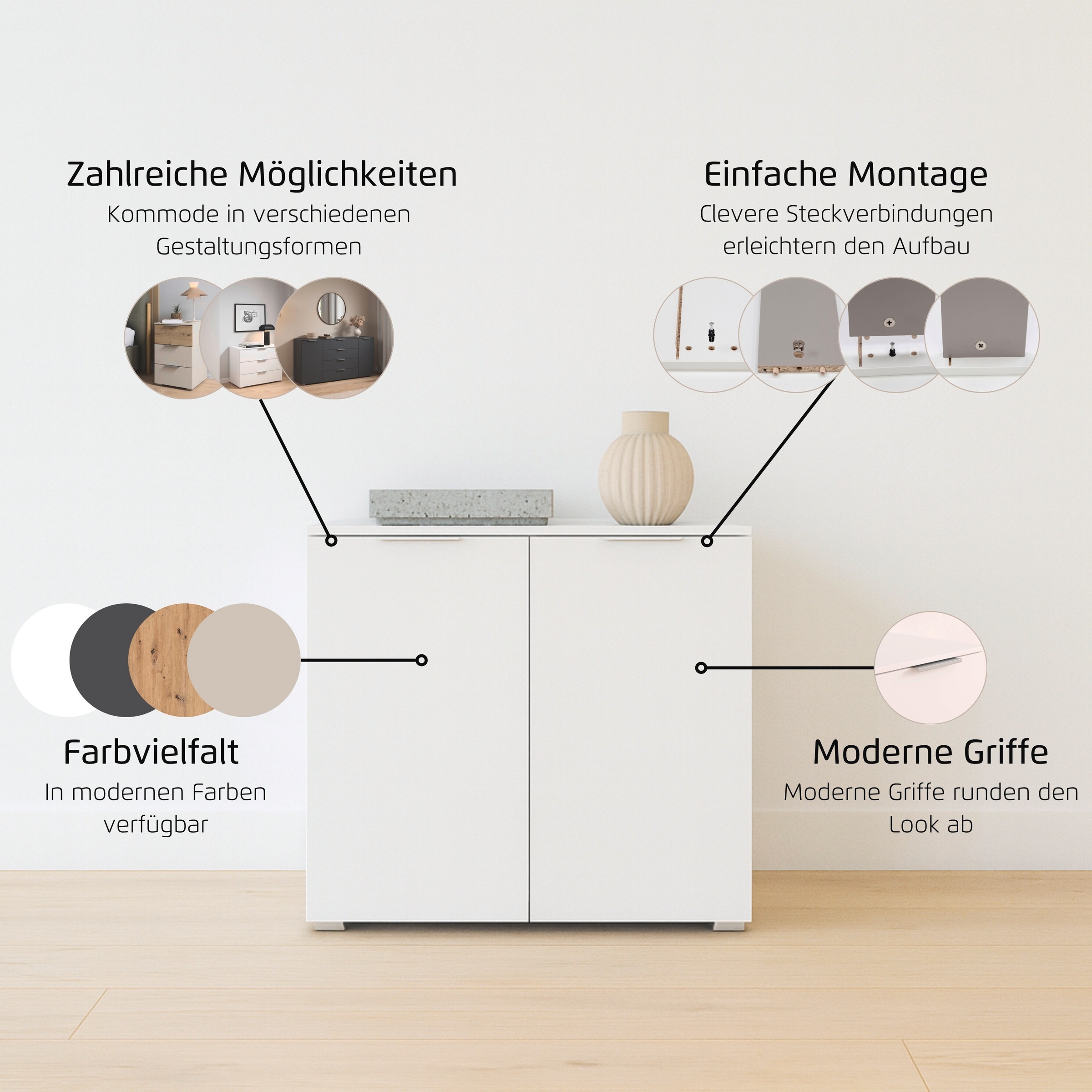 rauch Sideboard »Türkommode Kommode Highboard ASTANA« Breite 80 cm / Höhe 81 cm, mit 2 Einlegeböden, 