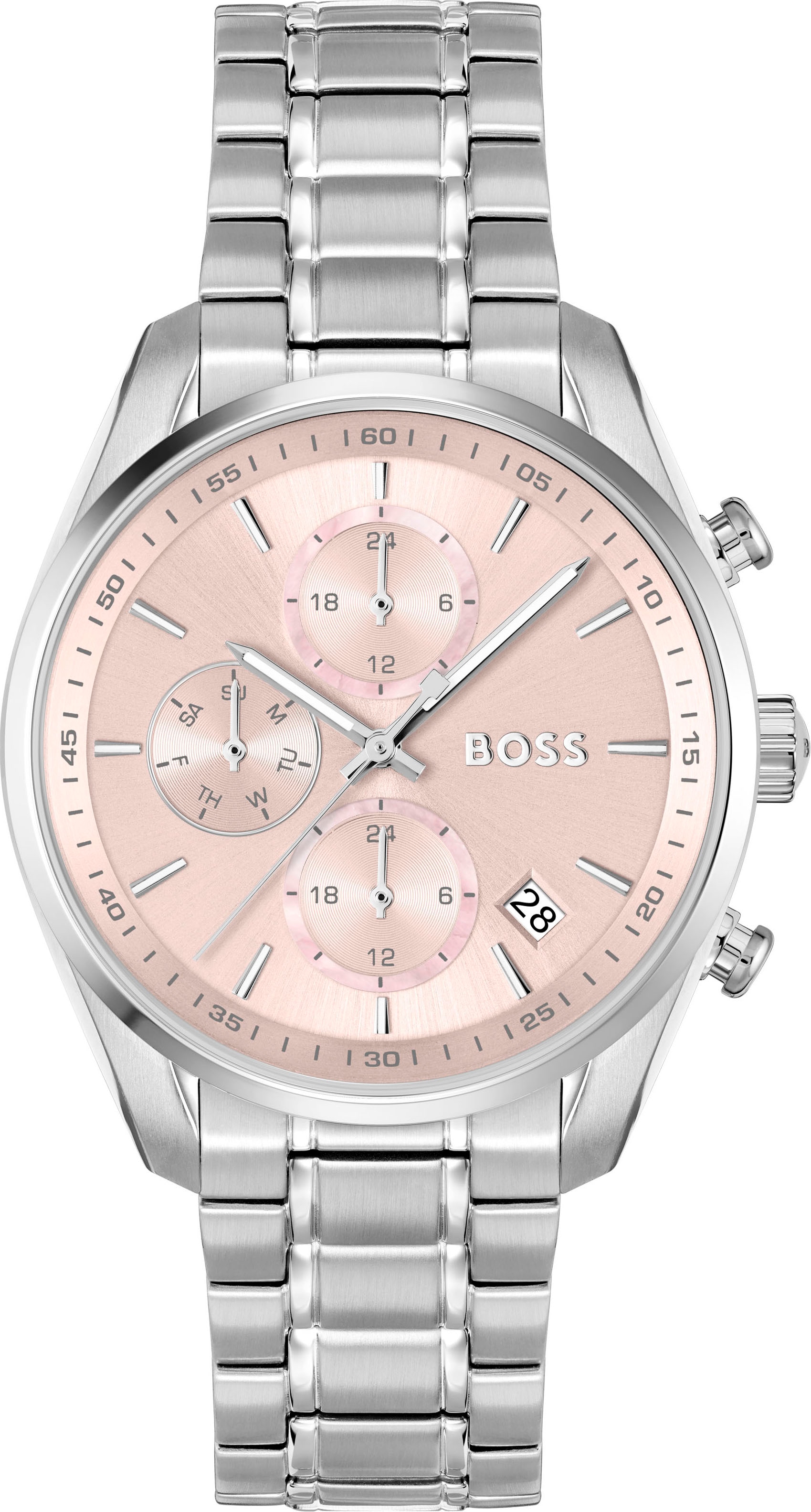 BOSS Multifunktionsuhr »GRAND TOUR LADIES«, Quarzuhr, Armbanduhr, Damenuhr, Edelstahlarmband