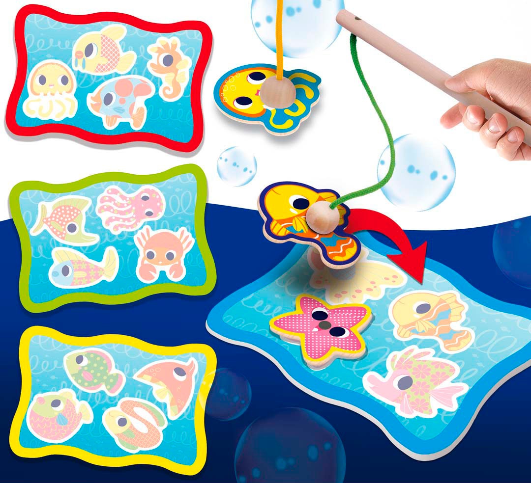 Lisciani Spiel »Montessori Holz-Lernspielzeug - Fish Fun«, Made in Europe