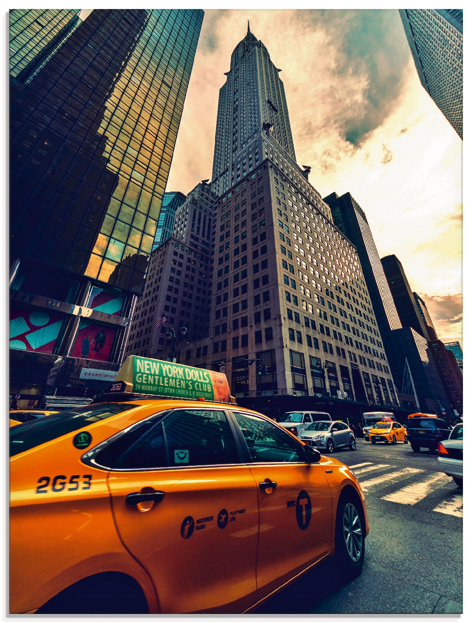 Artland Glasbild »Taxi in New York«, Gebäude, (1 St.), in verschiedenen Größen