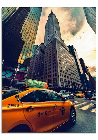 Glasbild »Taxi in New York«, Gebäude, (1 St.)