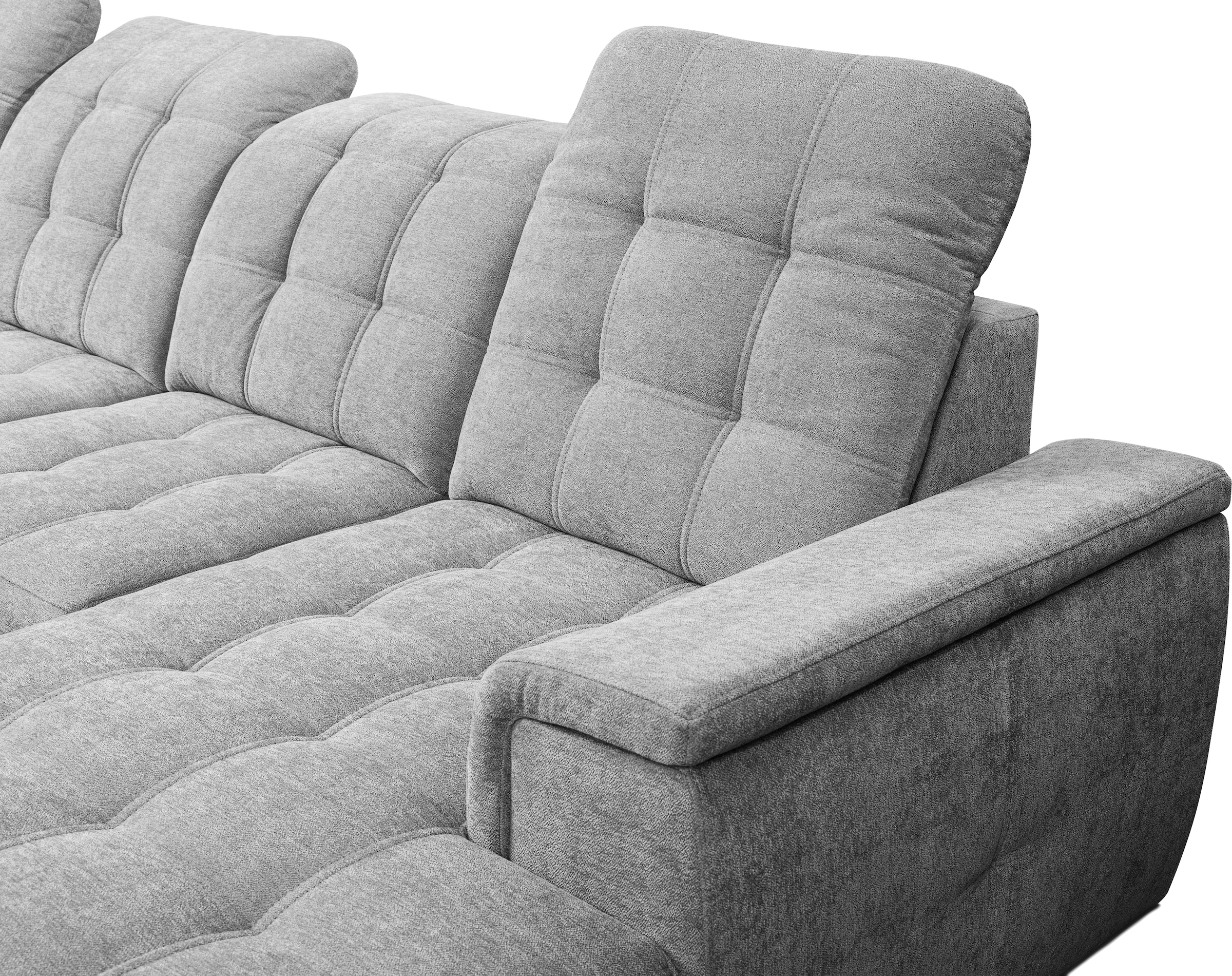WERK2 Wohnlandschaft »Napoli zeitlos, elegant, bequem, Breite 330cm, U-Form« verstellbare Kopfteile, mit Schlaffunktion und Bettkasten