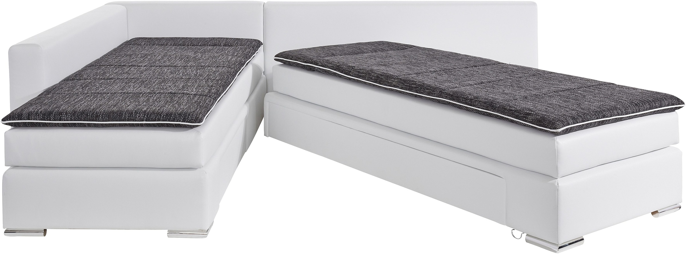 INOSIGN Ecksofa »Boxspringbett Night & Day L-Form mit Dauer-Schlaffunktion o. Armlehnen«, mit Boxspring-Bettfunktion 164x200 cm und Bettkasten, Dauerschläfer!