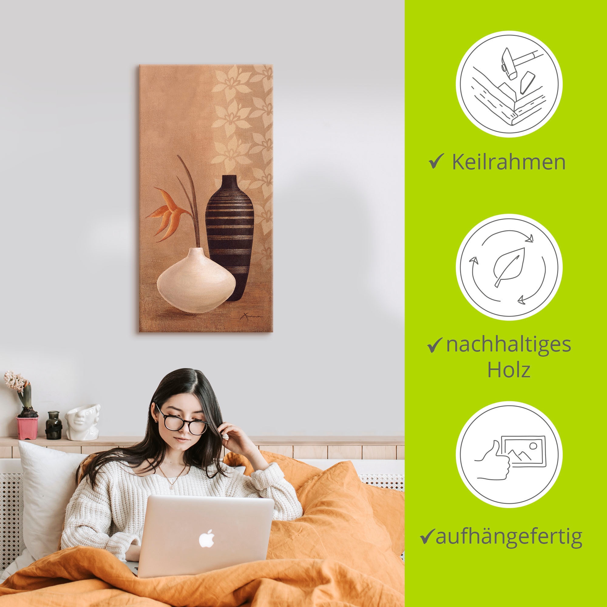 Artland Wandbild »Bauschige Vasen«, Vasen & Töpfe, (1 St.), als Leinwandbild, Poster, Wandaufkleber in verschied. Größen