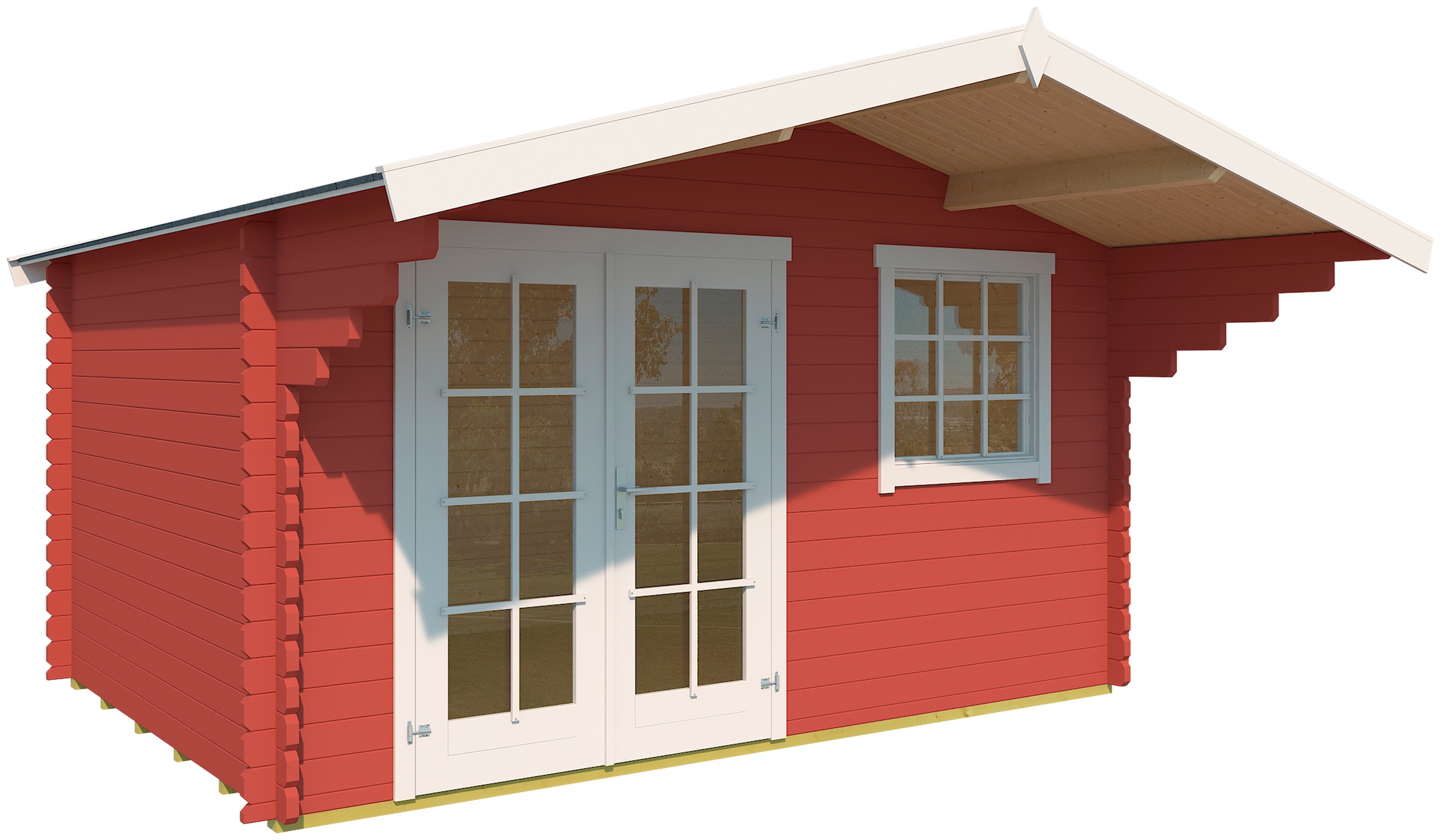 LASITA MAJA Gartenhaus »Orlando 34«, Blochbohlenhaus 34mm, Fundamentmass 3800x2800, Schwedenrot