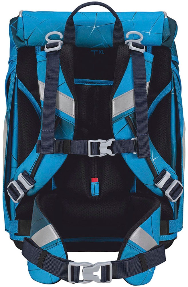 Scout Schulranzen »Alpha Safety Light, mit LED-Lichtleiter, Polar Blue«, Retroreflektierende Flächen-LED-Lichtleiter, mit Powerbank; enthält recyceltes Material