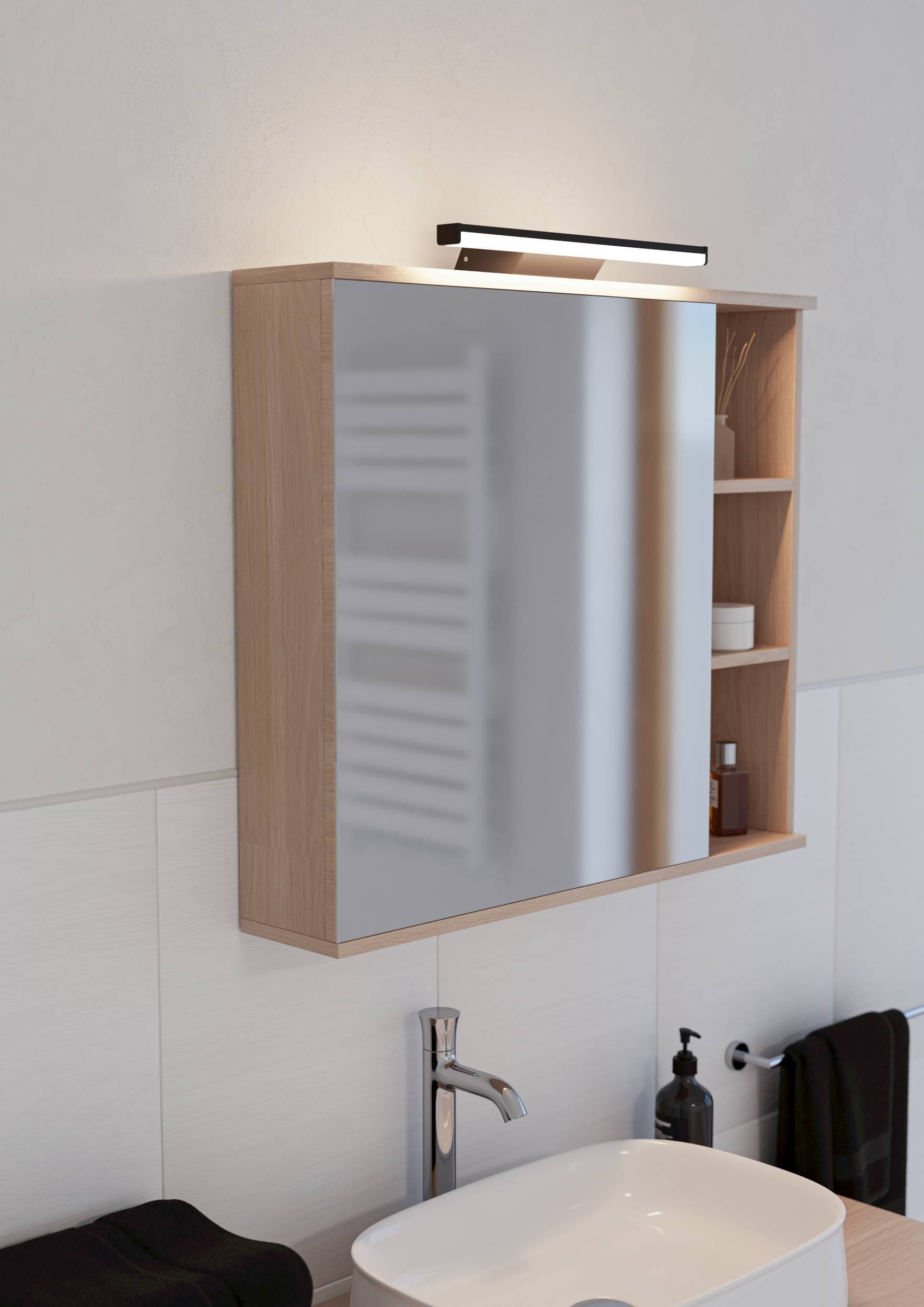 EGLO Spiegelleuchte »Regello-Z Spiegelleuchte, ZigBee 3.0, Bad Wandlampe, IP44, Lampe« LED-Modul 1 Stk. Kaltweiß | RGB Wand-/Deckenleuchte - L60 x H4 x AL13 cm - schwarz - 12W inkl.