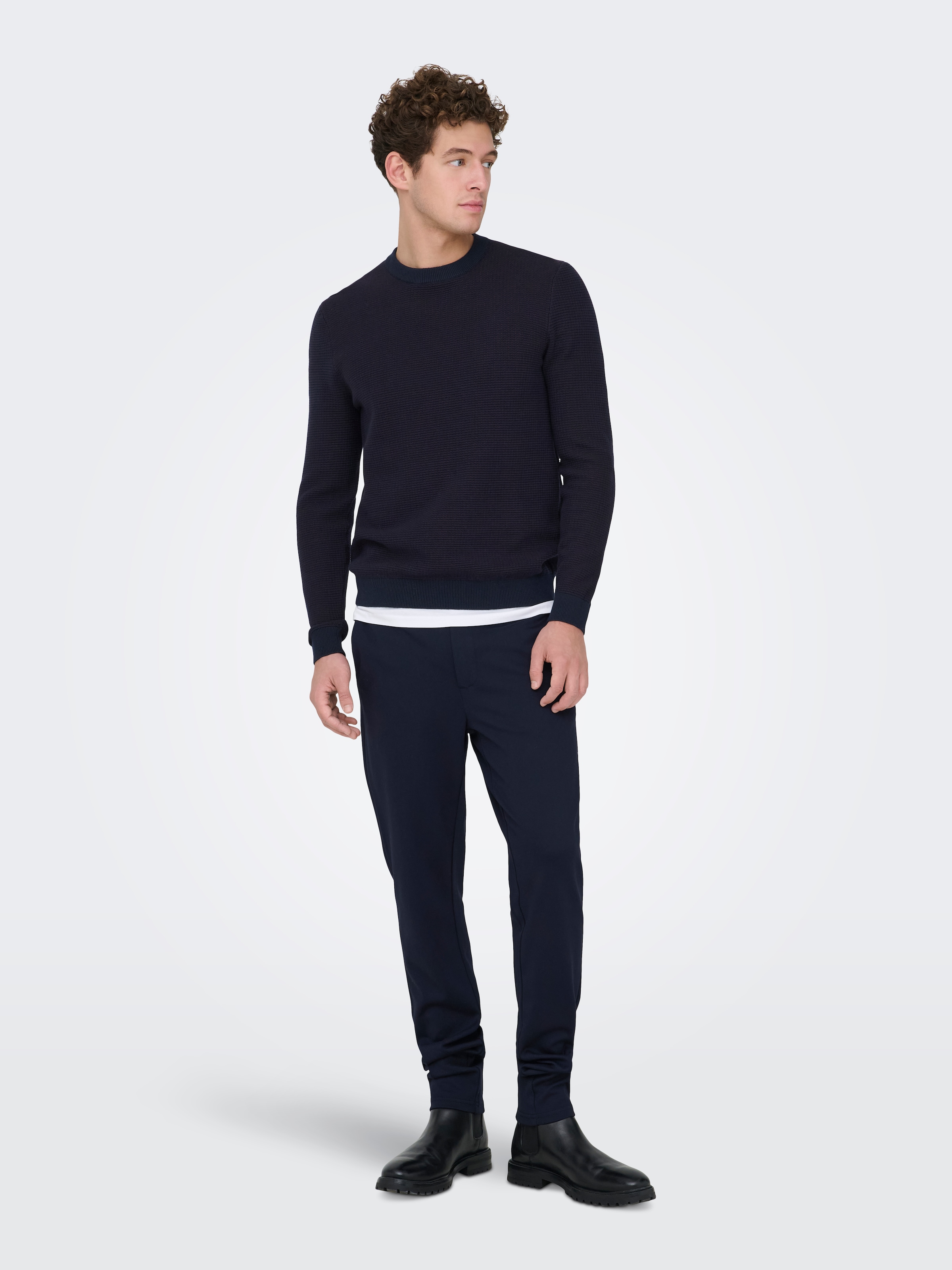 ONLY & SONS Strickpullover »ONSDAVE REG LS CREW NECK KNIT NOOS« Baumwolle, regular fit