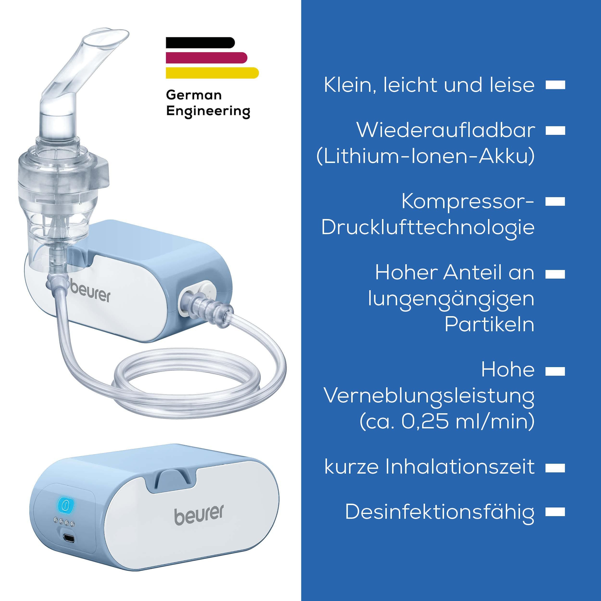 BEURER Inhalationsgerät »IH 60 zur Behandlung der oberen und unteren Atemwege«, Entspannte Anwendung durch flüsterleisten Betrieb