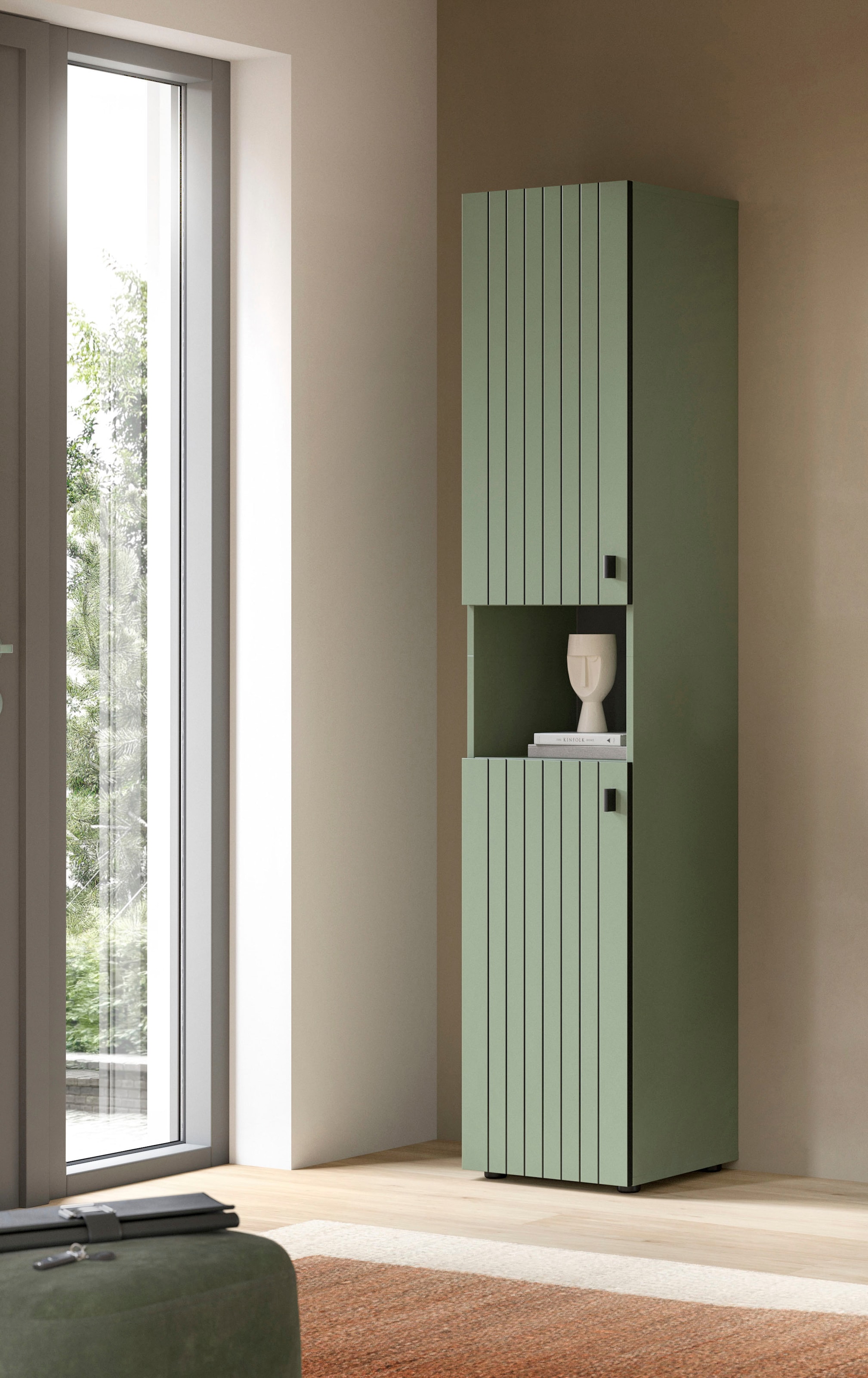 INOSIGN Garderobenschrank »TATIO, Höhe 192 cm, Rillenoptik, 2 Türen, offenes Fach« 1 Stk. tlg. Garderobenschrank, Flurschrank, Dielenschrank, Hochschrank